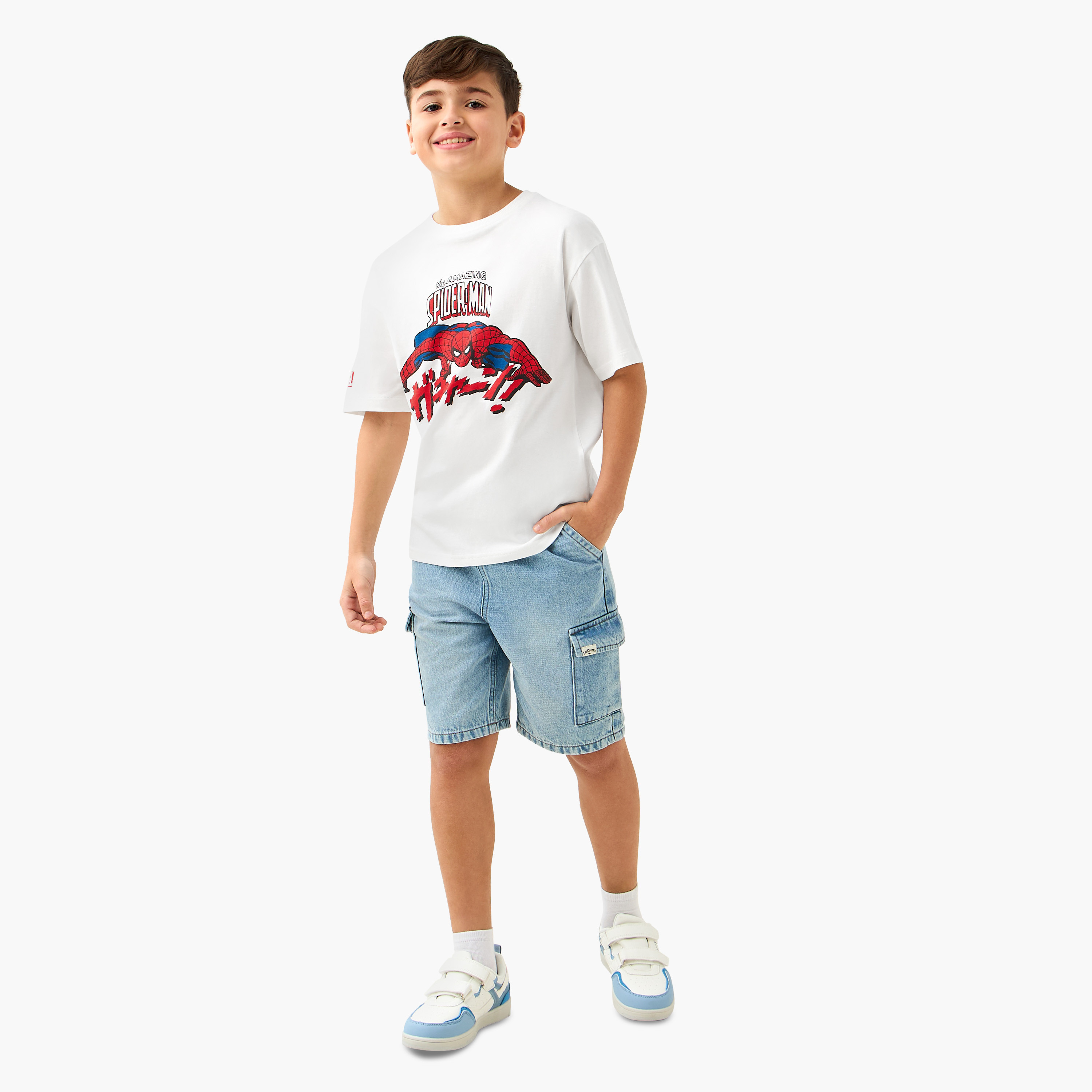 Crew Neck Short Sleeves T-shirt with Spider-Man Print-boys-clothing-tshirtsandpolos-image-2