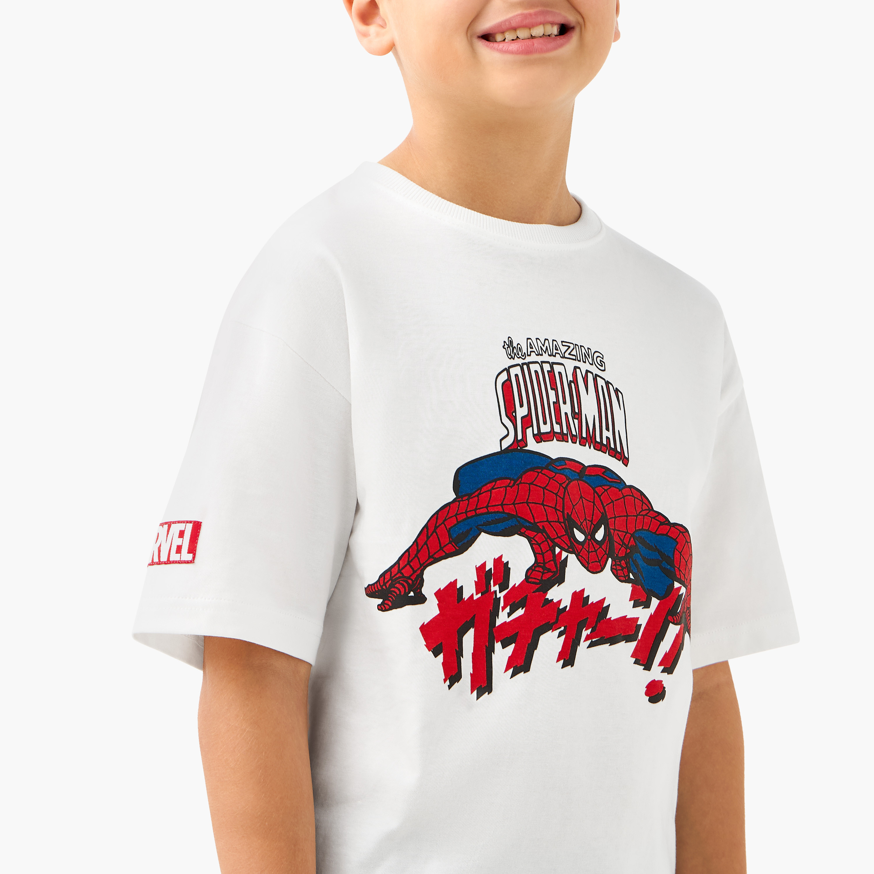 Crew Neck Short Sleeves T-shirt with Spider-Man Print-boys-clothing-tshirtsandpolos-image-4