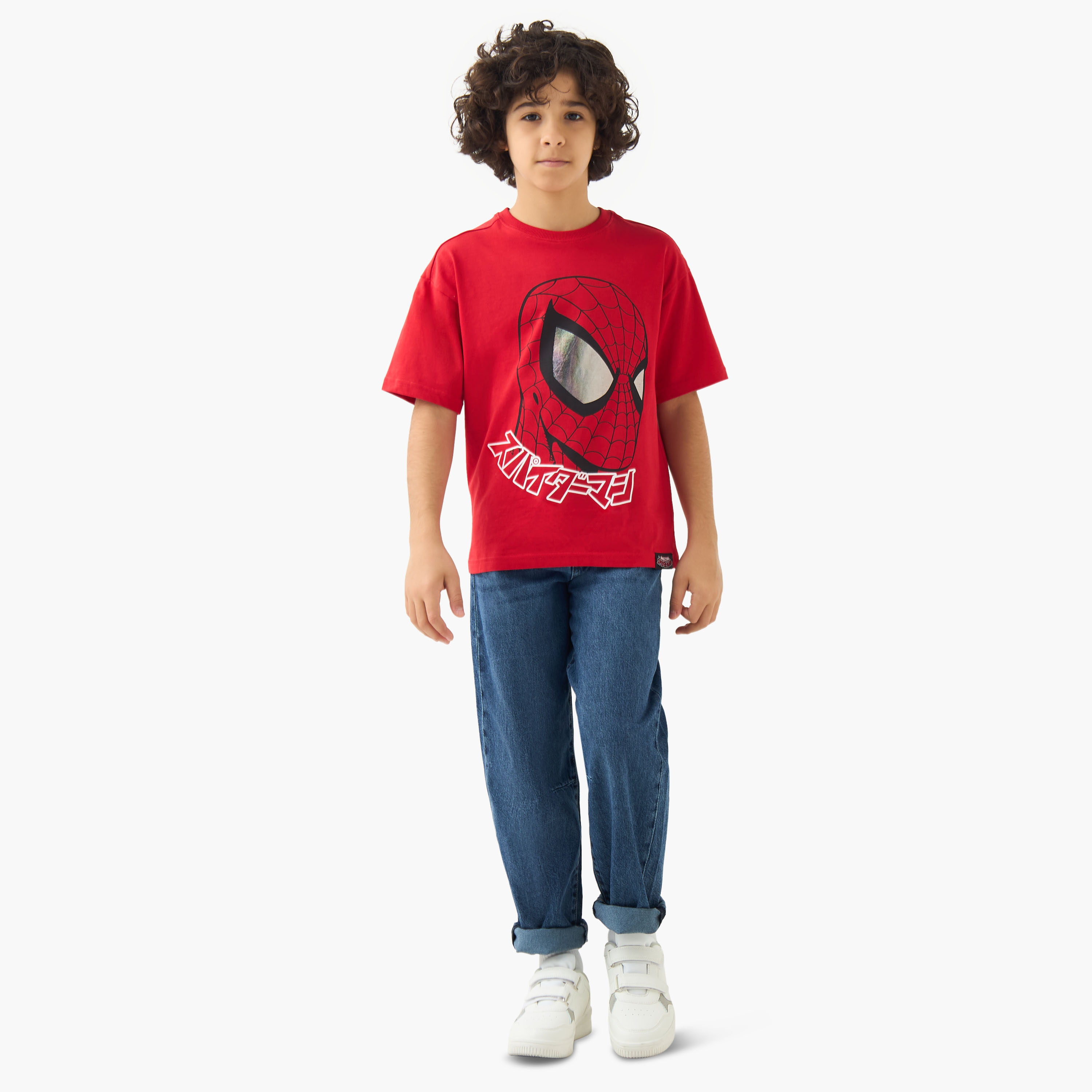 تيشيرت بياقة ضيقة وأكمام قصيرة وطبعات سبايدر مان-boys-clothing-tshirtsandpolos-image-2