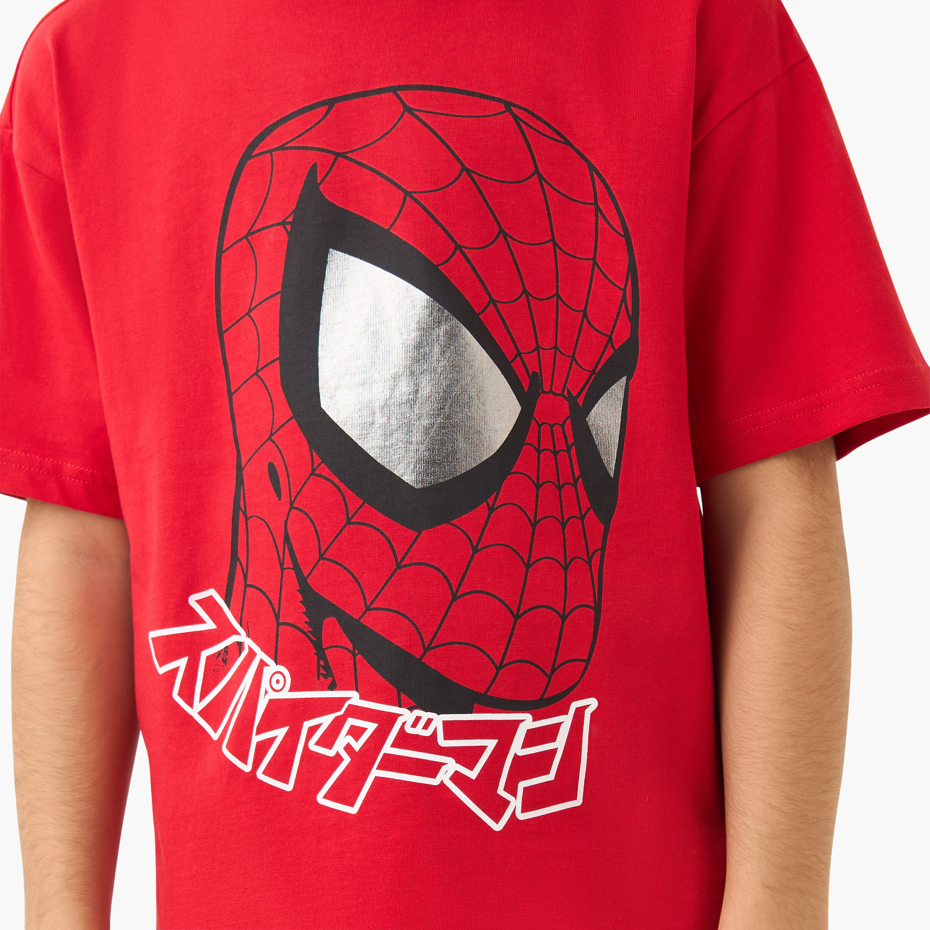 تيشيرت بياقة ضيقة وأكمام قصيرة وطبعات سبايدر مان-boys-clothing-tshirtsandpolos-image-5