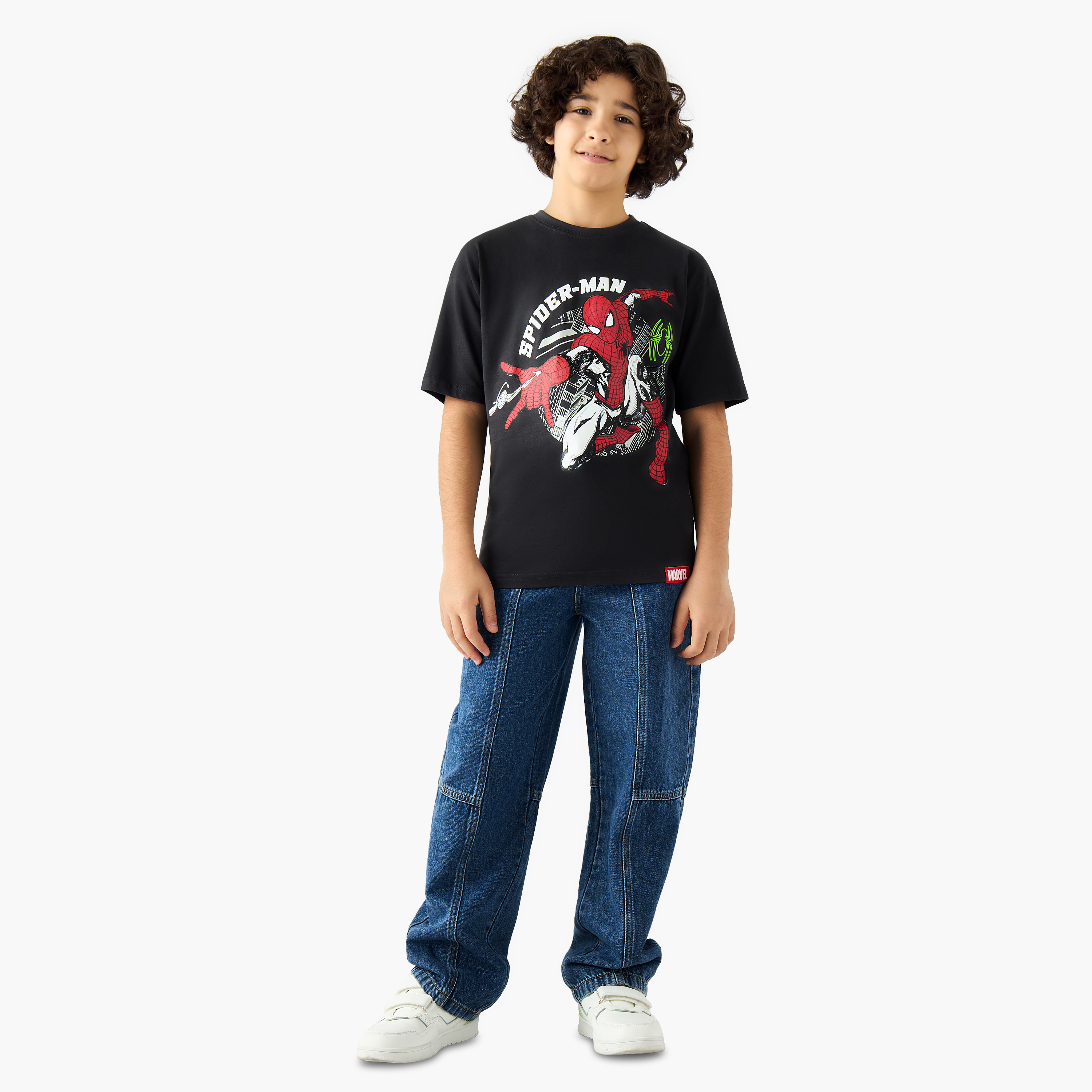 تيشيرت بياقة ضيقة وأكمام قصيرة وطبعات سبايدر مان-boys-clothing-tshirtsandpolos-image-2