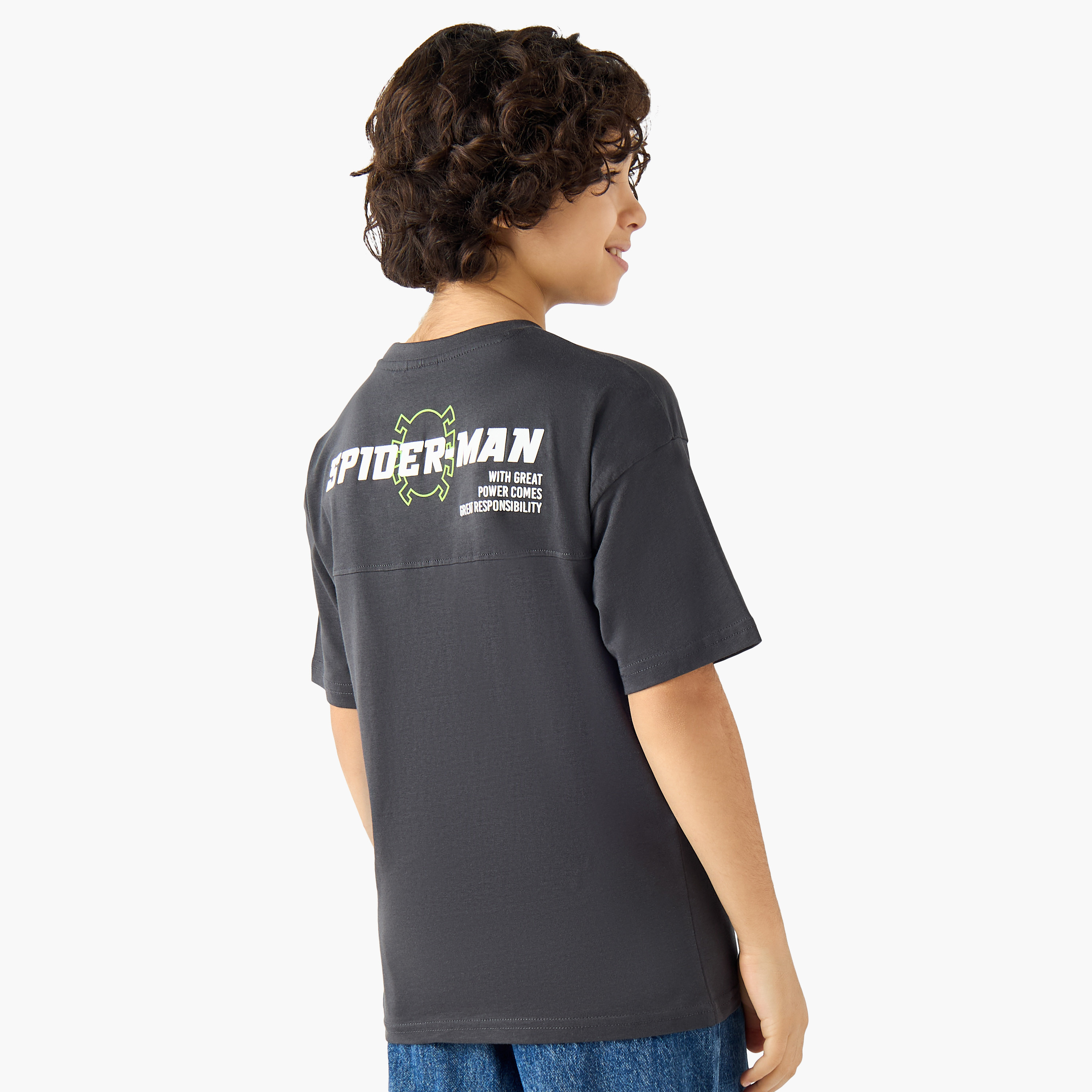 تيشيرت بياقة ضيقة وأكمام قصيرة وطبعات سبايدر مان-boys-clothing-tshirtsandpolos-image-3