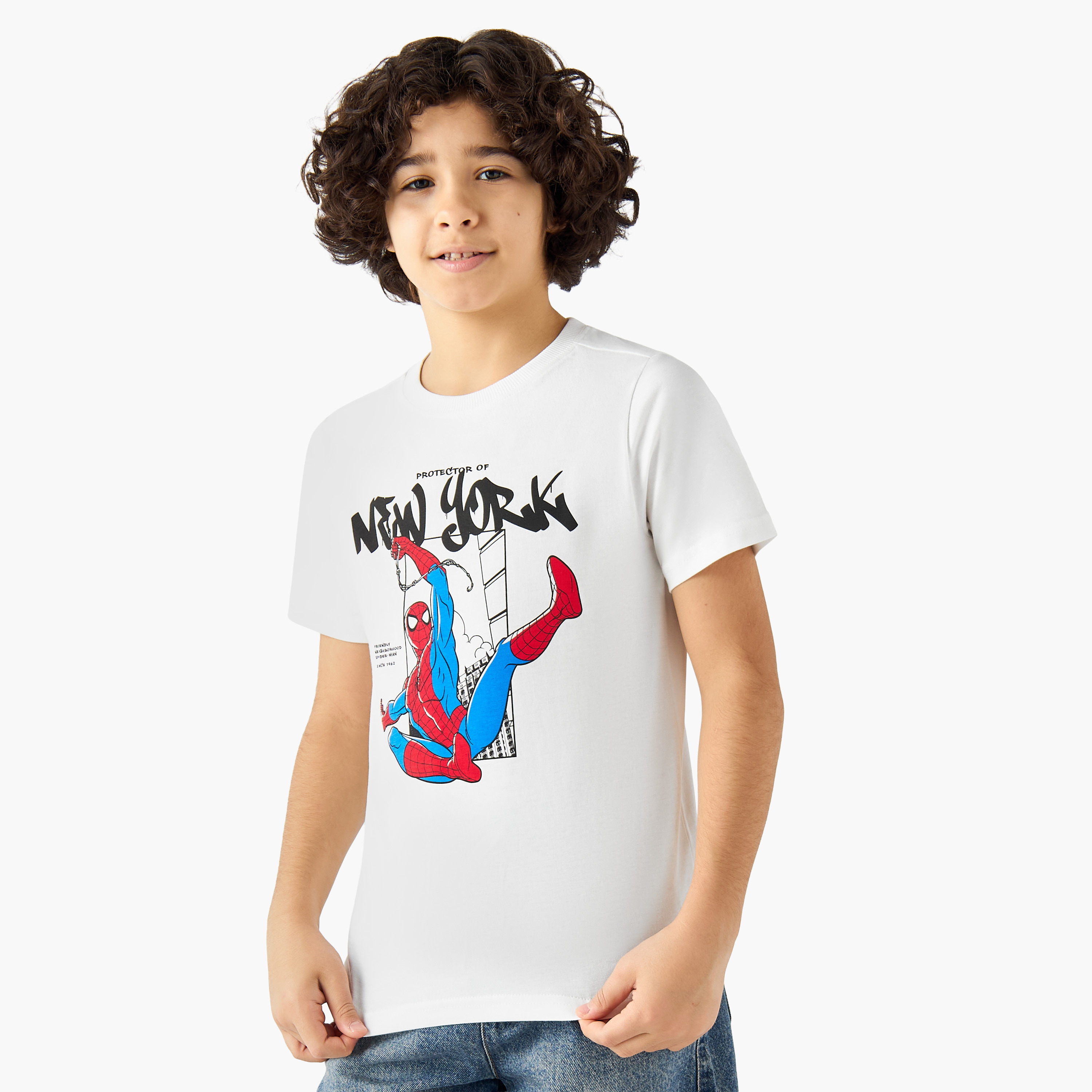 Crew Neck Short Sleeves T-shirt with Spider-Man Print-boys-clothing-tshirtsandpolos-image-1