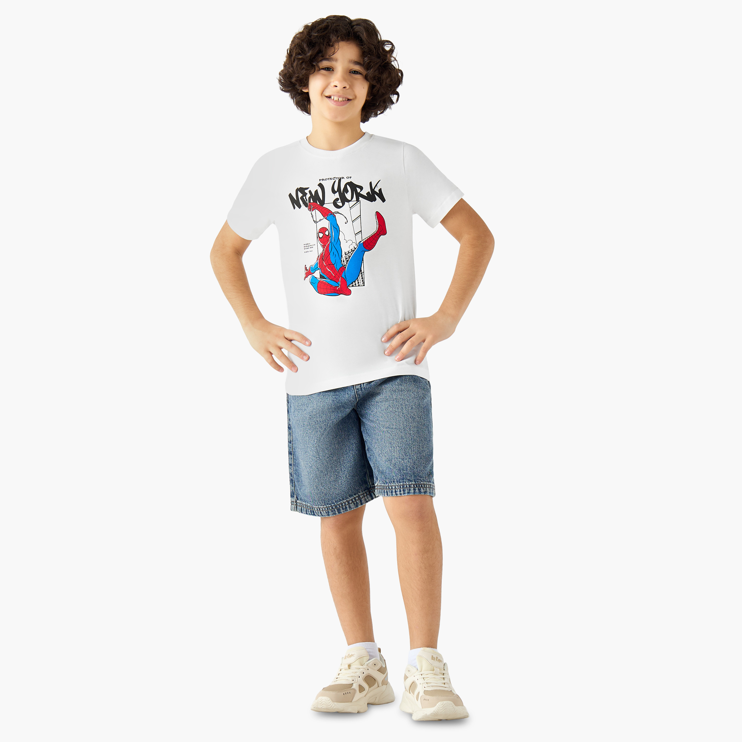 Crew Neck Short Sleeves T-shirt with Spider-Man Print-boys-clothing-tshirtsandpolos-image-2
