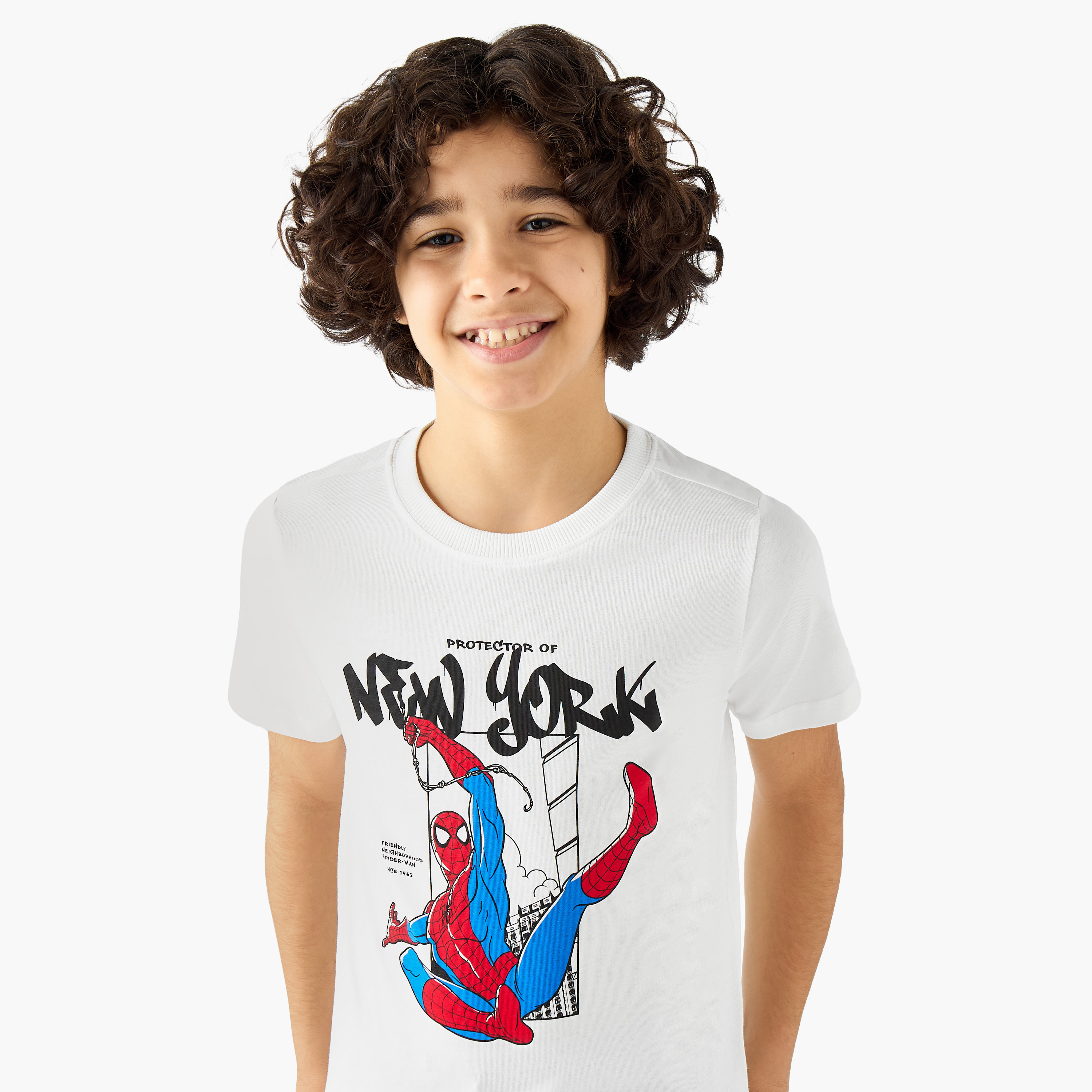 Crew Neck Short Sleeves T-shirt with Spider-Man Print-boys-clothing-tshirtsandpolos-image-4