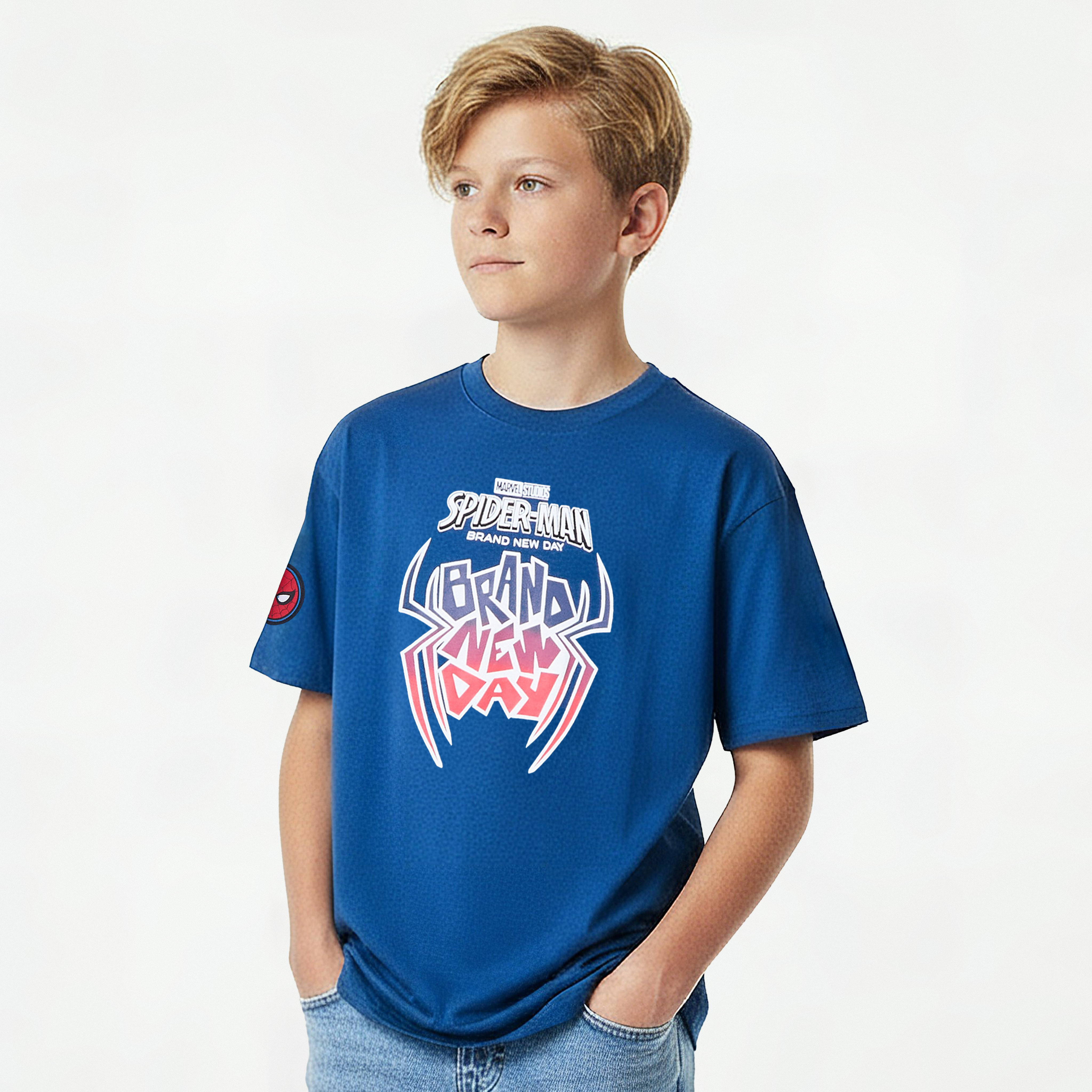 Crew Neck Short Sleeve T-shirt with Spider-Man Print-boys-clothing-tshirtsandpolos-image-1