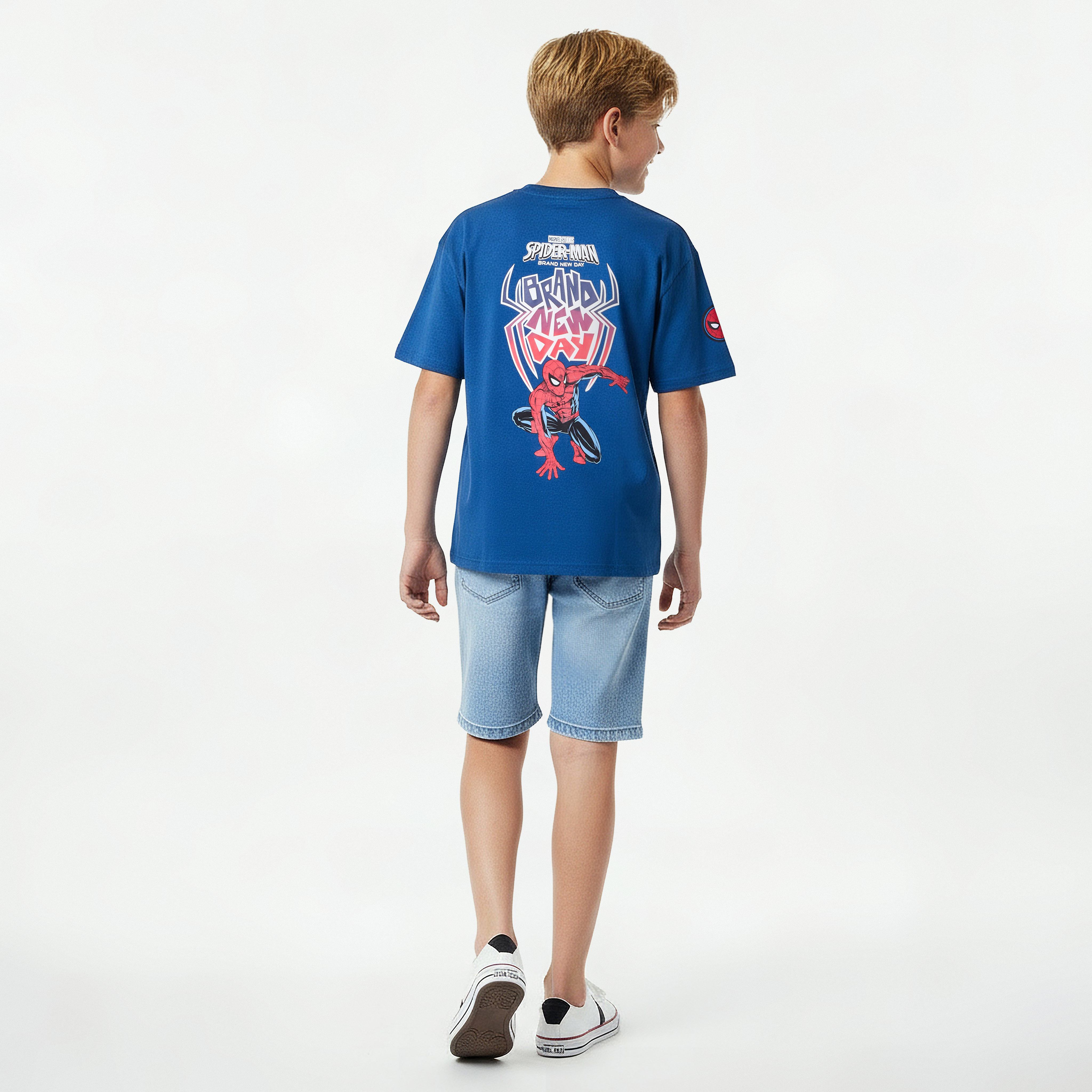 Crew Neck Short Sleeve T-shirt with Spider-Man Print-boys-clothing-tshirtsandpolos-image-3