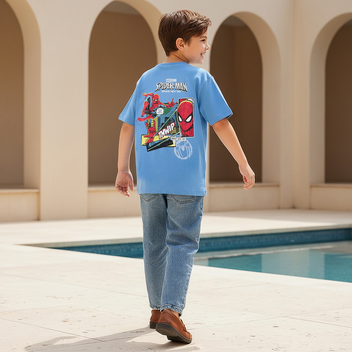 Crew Neck Short Sleeves T-shirt with Spider-Man Print-boys-clothing-tshirtsandpolos-image-3