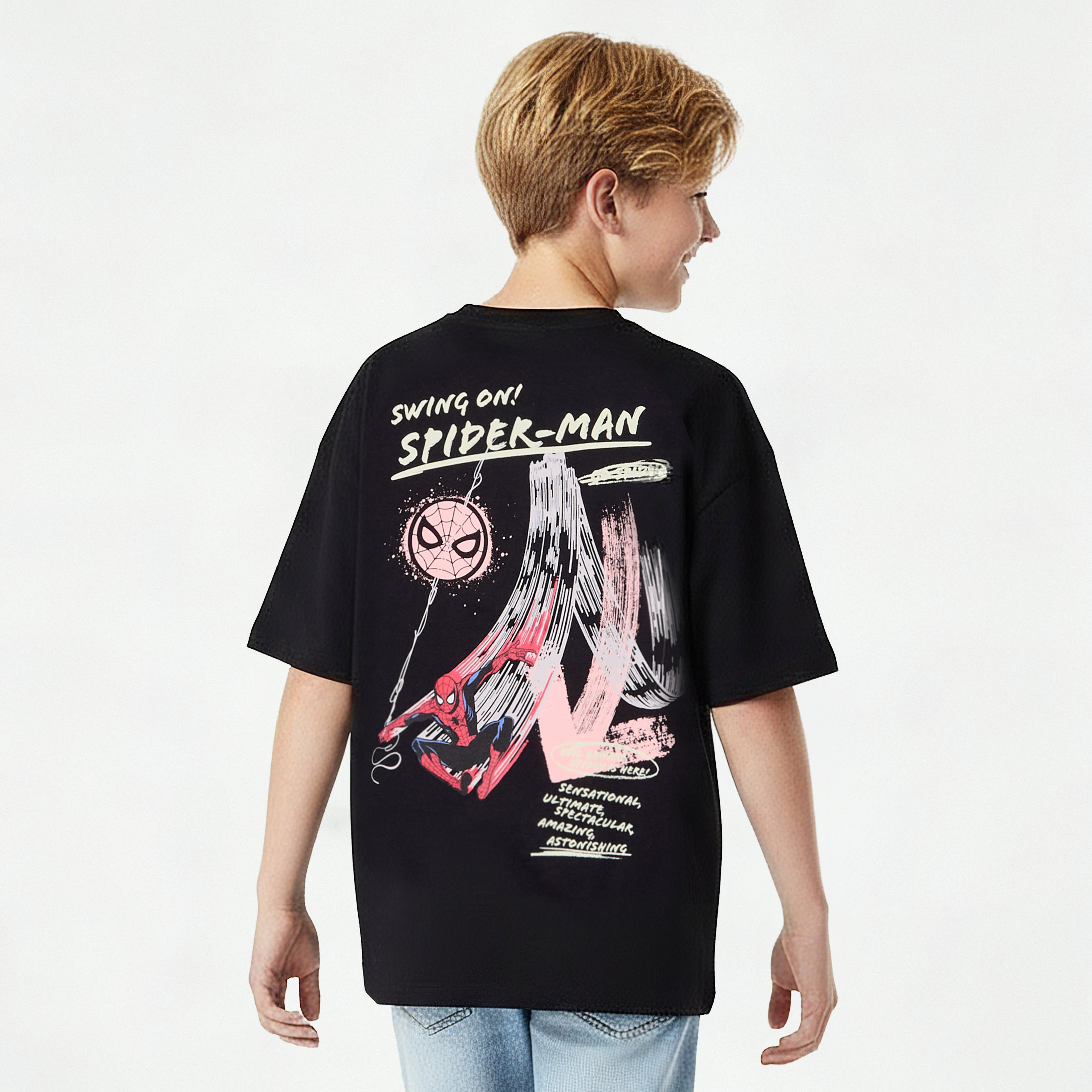 Crew Neck Short Sleeves T-shirt with Spider-Man Print-boys-clothing-tshirtsandpolos-image-1