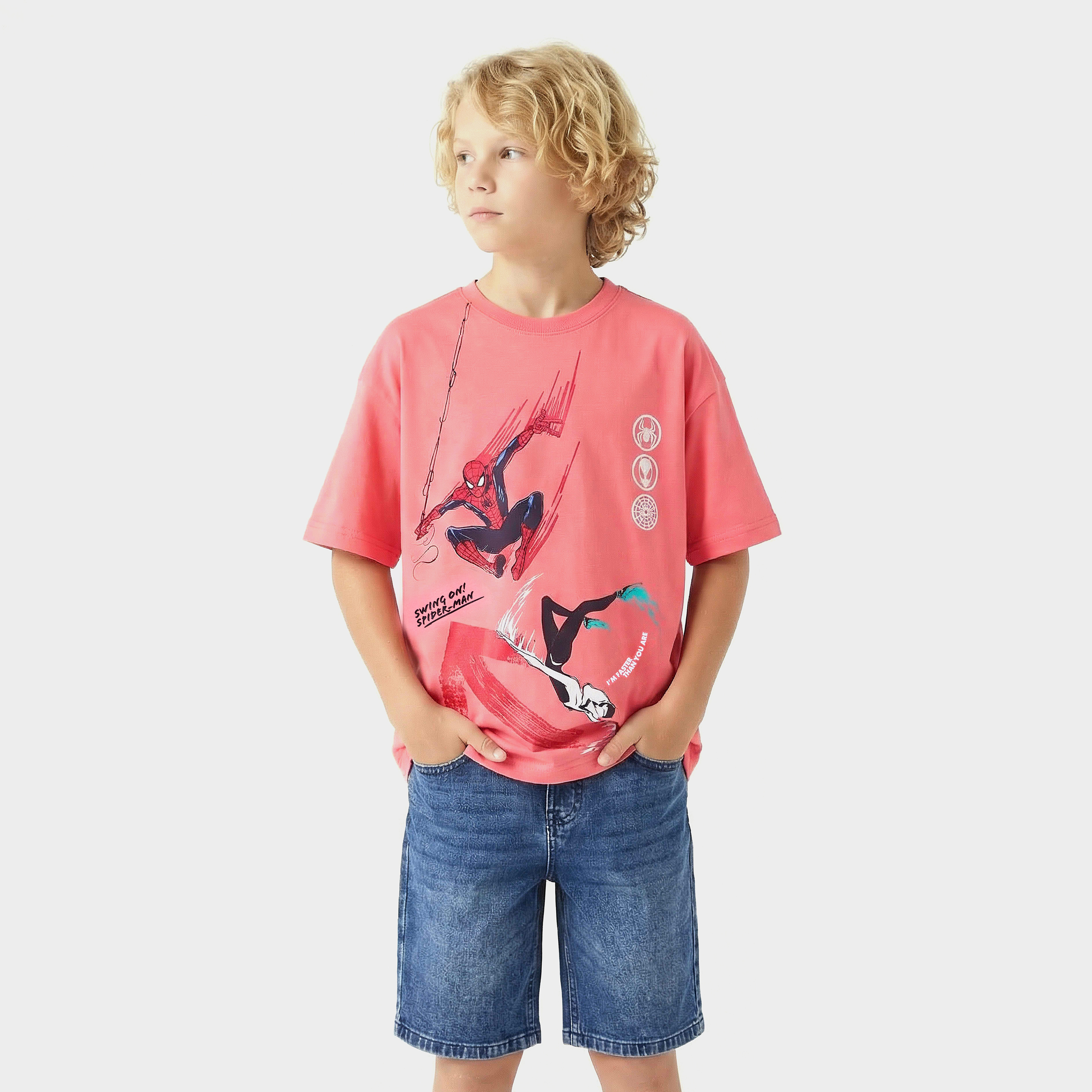 Crew Neck Short Sleeves T-shirt with Spider-Man Print-boys-clothing-tshirtsandpolos-image-1