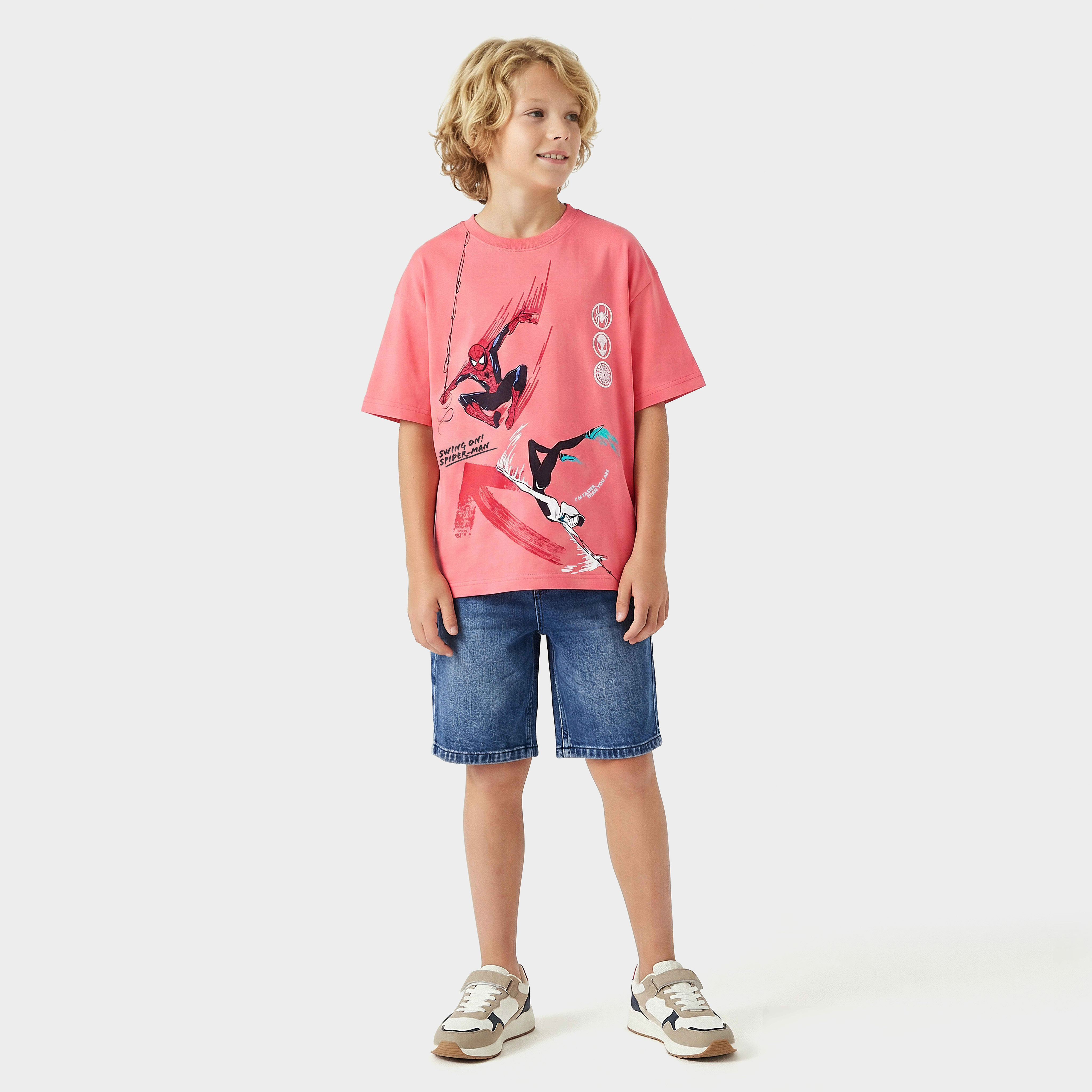 Crew Neck Short Sleeves T-shirt with Spider-Man Print-boys-clothing-tshirtsandpolos-image-2