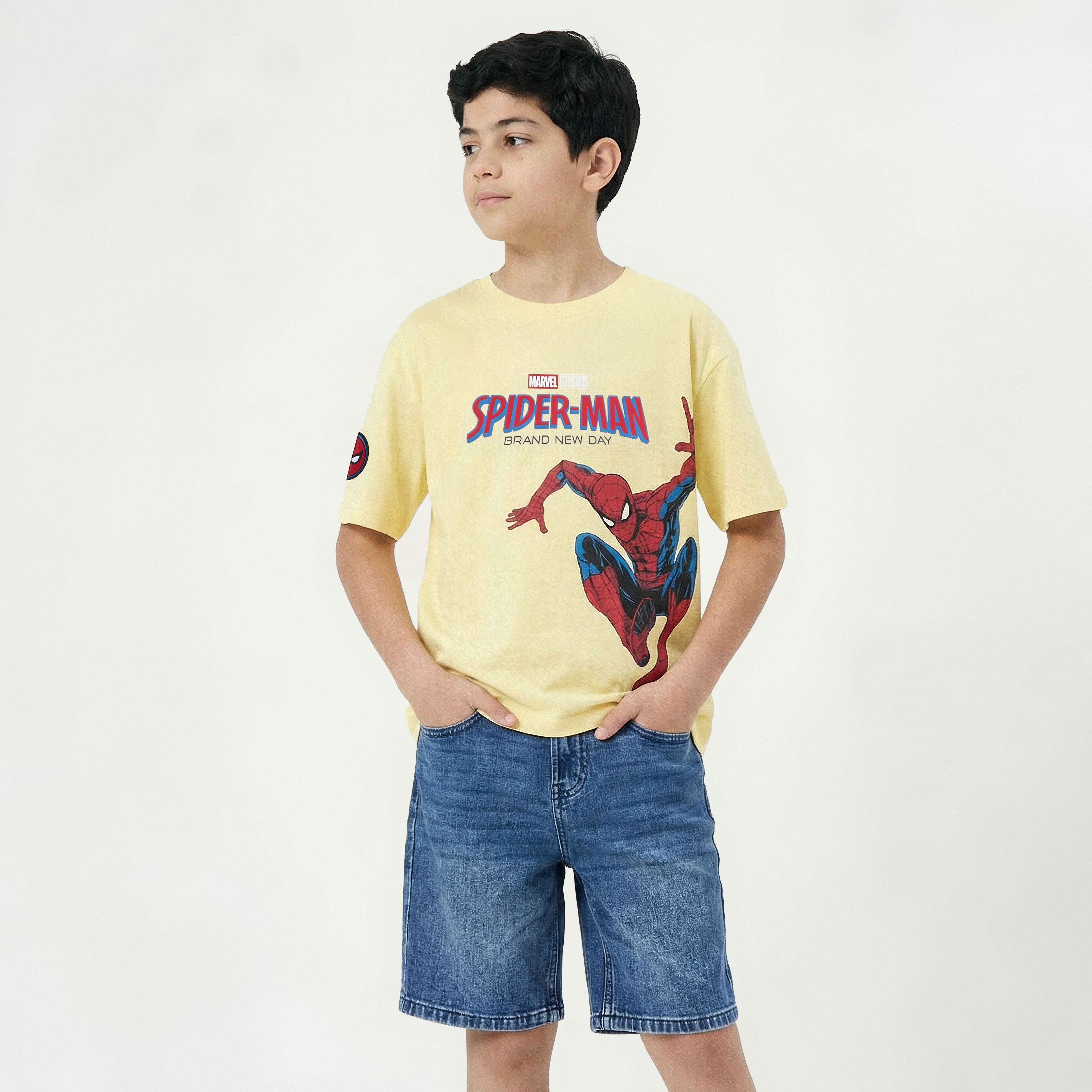 Crew Neck Short Sleeve T-shirt with Spider-Man Print-boys-clothing-tshirtsandpolos-image-1
