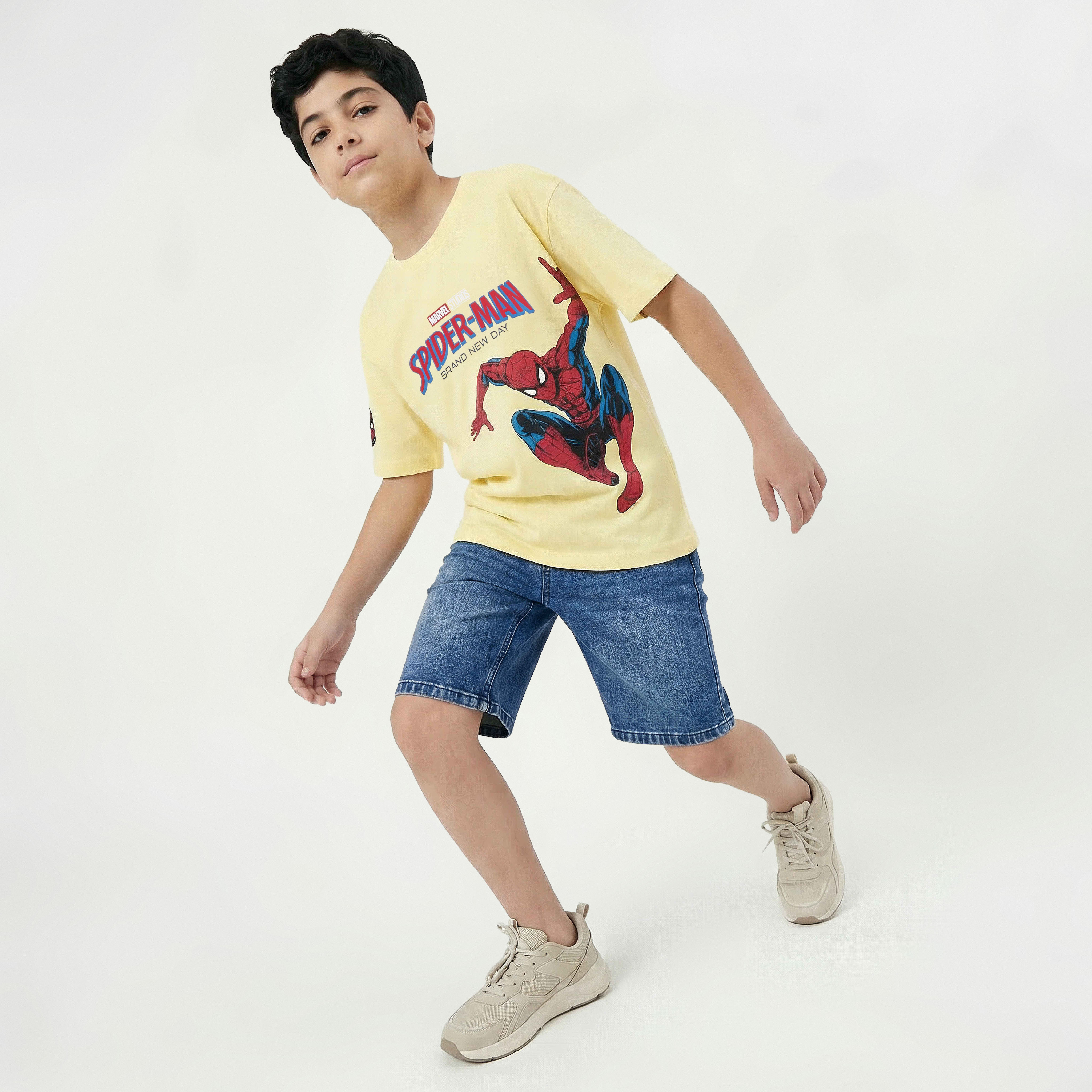 Crew Neck Short Sleeve T-shirt with Spider-Man Print-boys-clothing-tshirtsandpolos-image-5