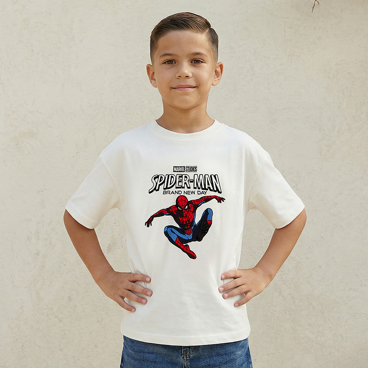 Crew Neck Short Sleeves T-shirt with Spider-Man Print-boys-clothing-tshirtsandpolos-image-1