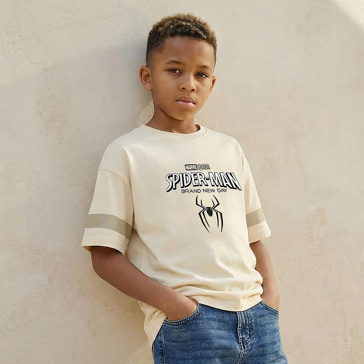 Crew Neck Short Sleeves T-shirt with Spider-Man Print-boys-clothing-tshirtsandpolos-image-1