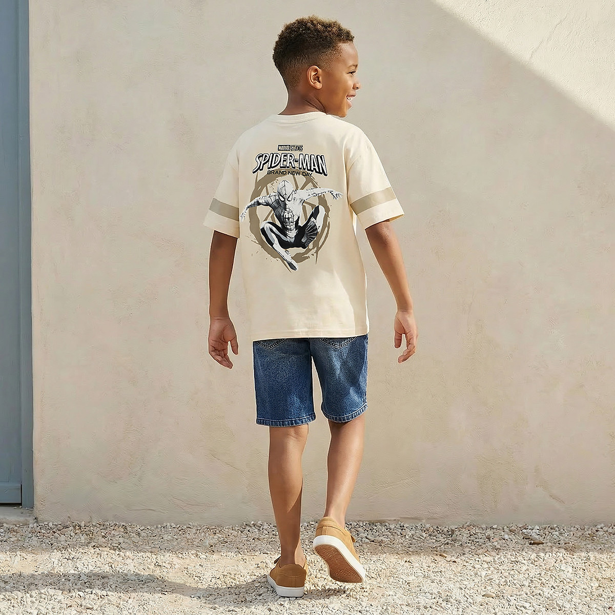 Crew Neck Short Sleeves T-shirt with Spider-Man Print-boys-clothing-tshirtsandpolos-image-3