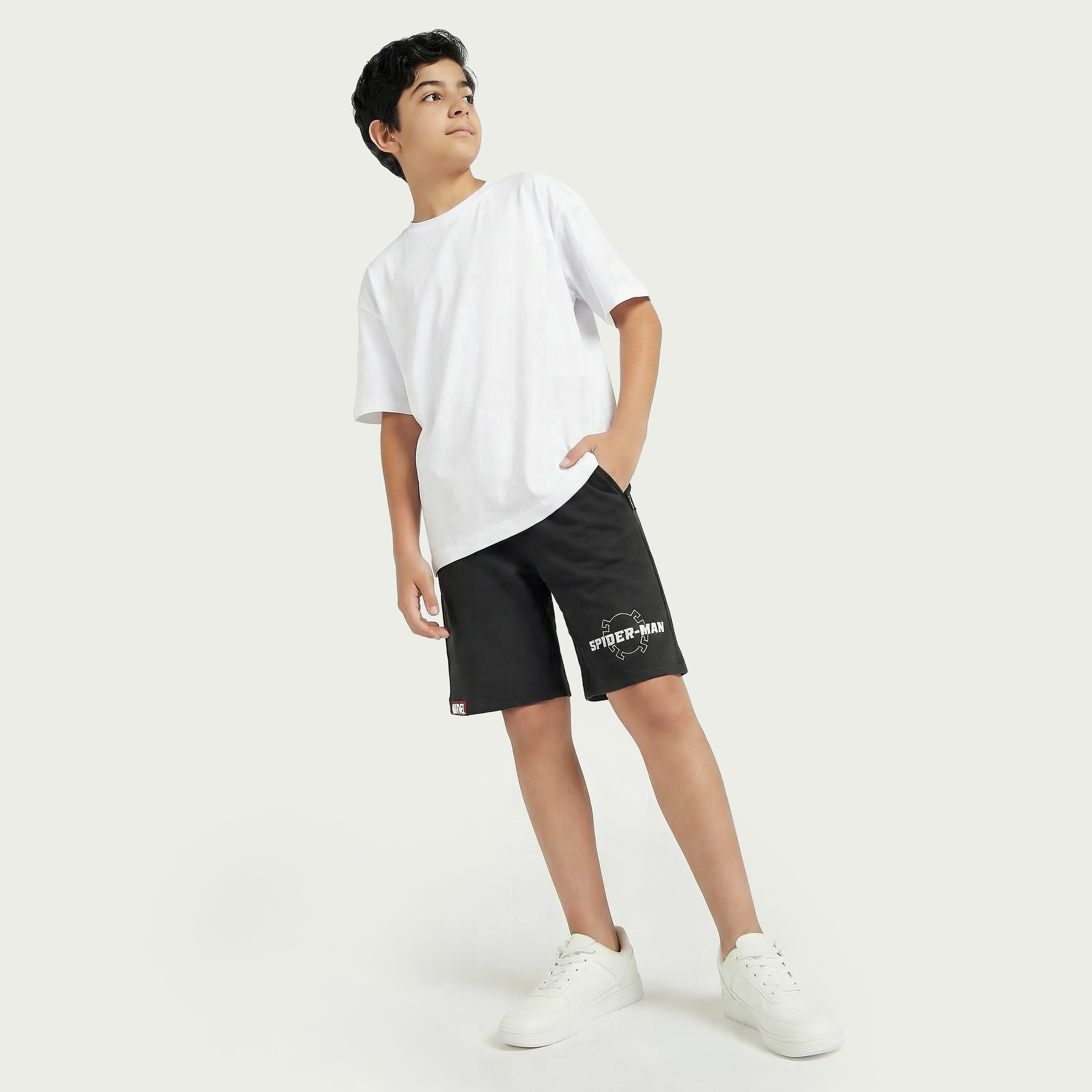 Knee Length Drawstring Waistband Shorts with Spider-Man Print-boys-clothing-bottoms-shorts-image-2