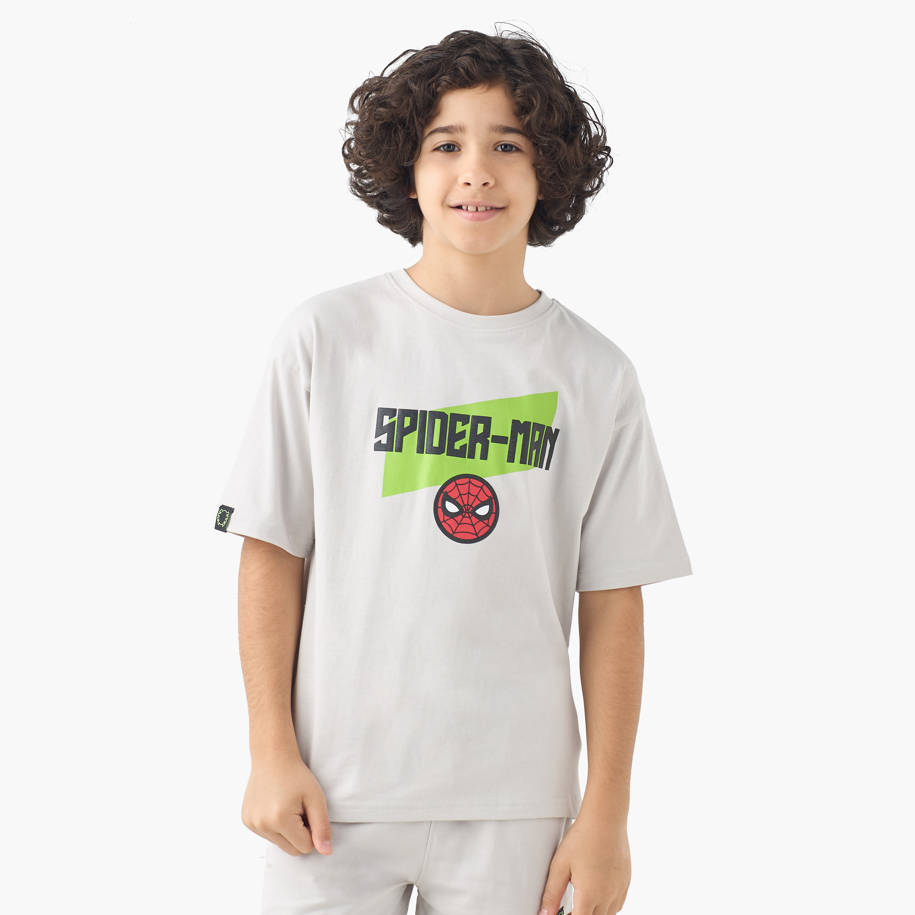 Crew Neck Short Sleeves T-shirt and Shorts Set with Spider-Man Print-boys-clothing-setsandcoords-image-2