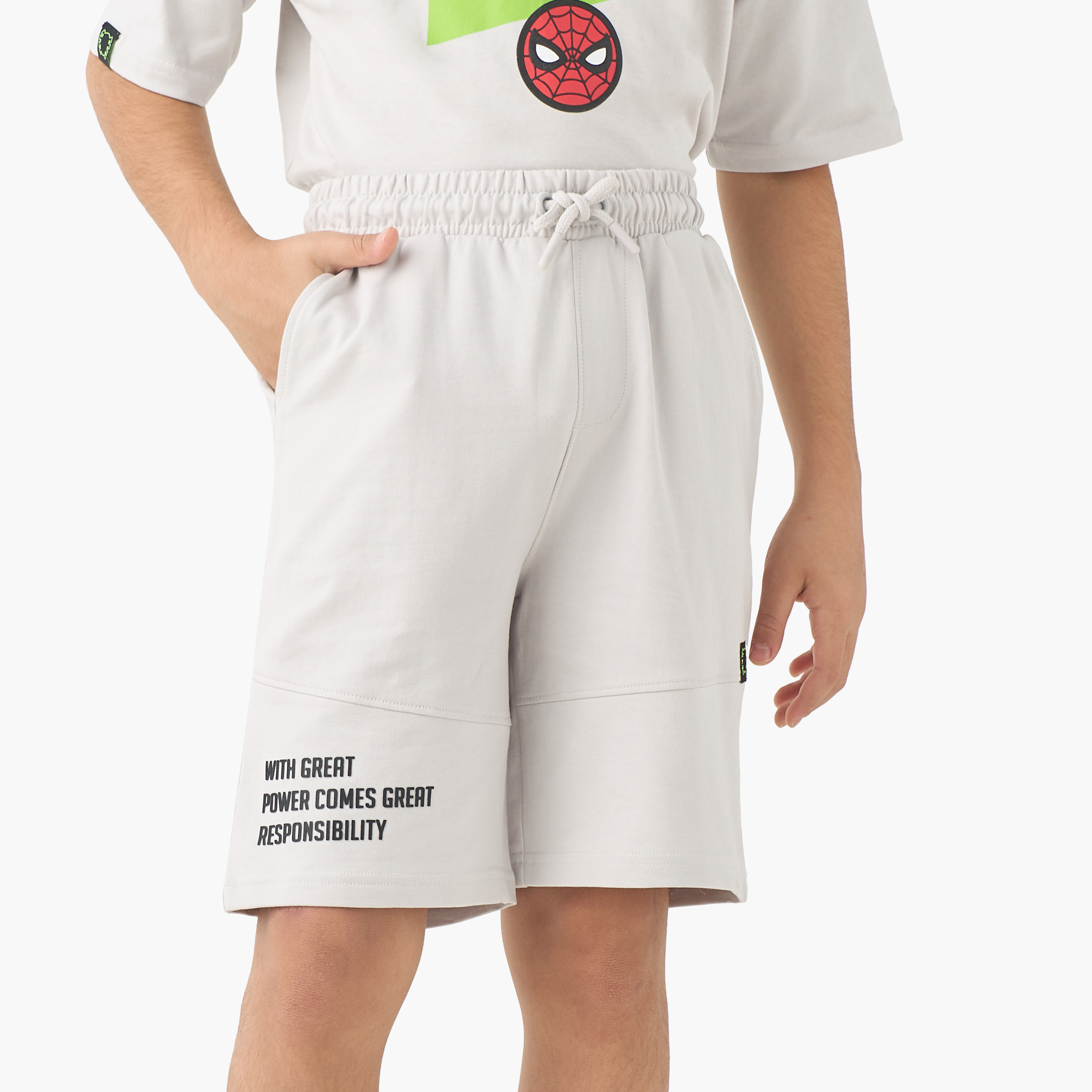 Crew Neck Short Sleeves T-shirt and Shorts Set with Spider-Man Print-boys-clothing-setsandcoords-image-3