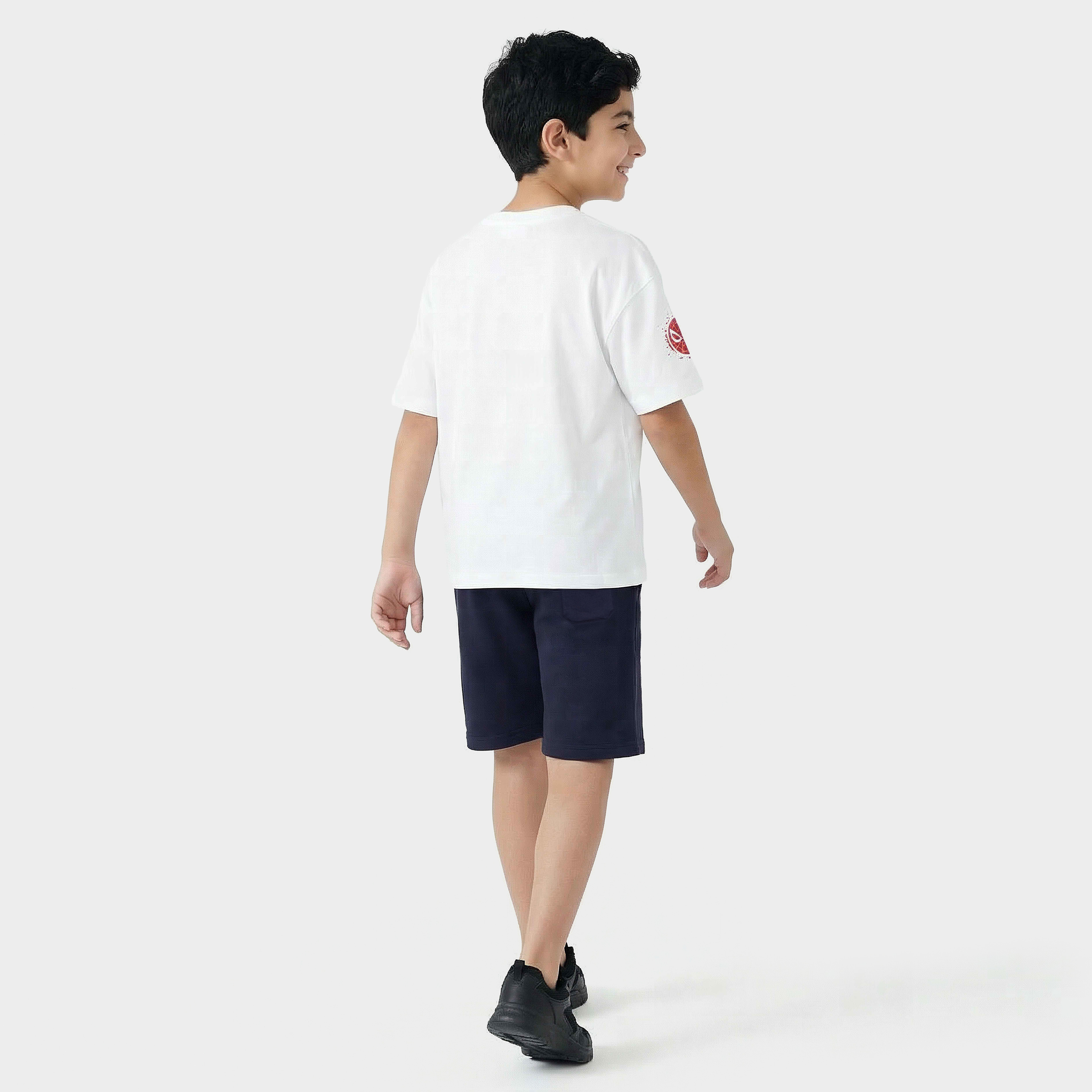 Crew Neck Short Sleeves T-shirt and Shorts Set with Spider-Man Print-boys-clothing-setsandcoords-image-3