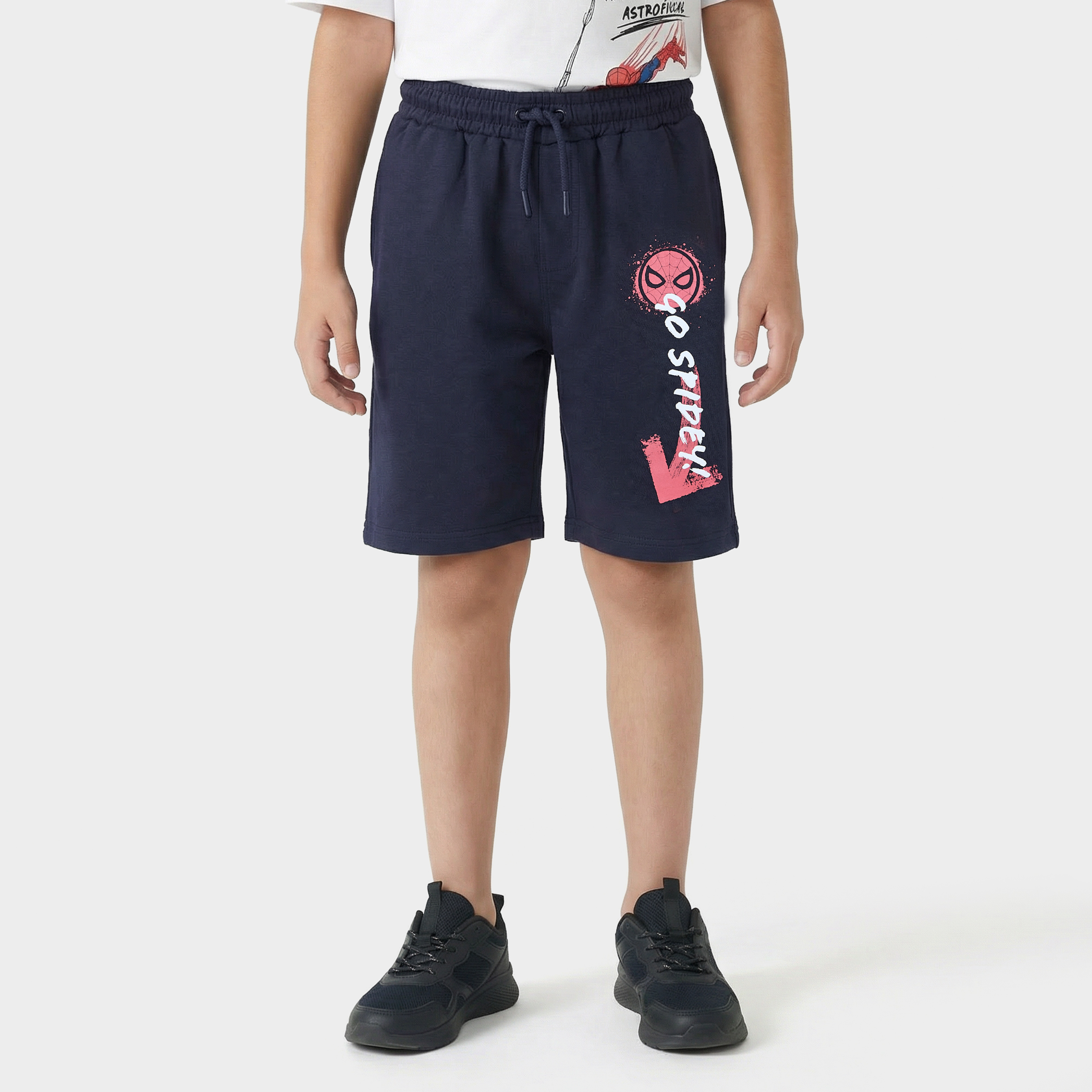 Crew Neck Short Sleeves T-shirt and Shorts Set with Spider-Man Print-boys-clothing-setsandcoords-image-4