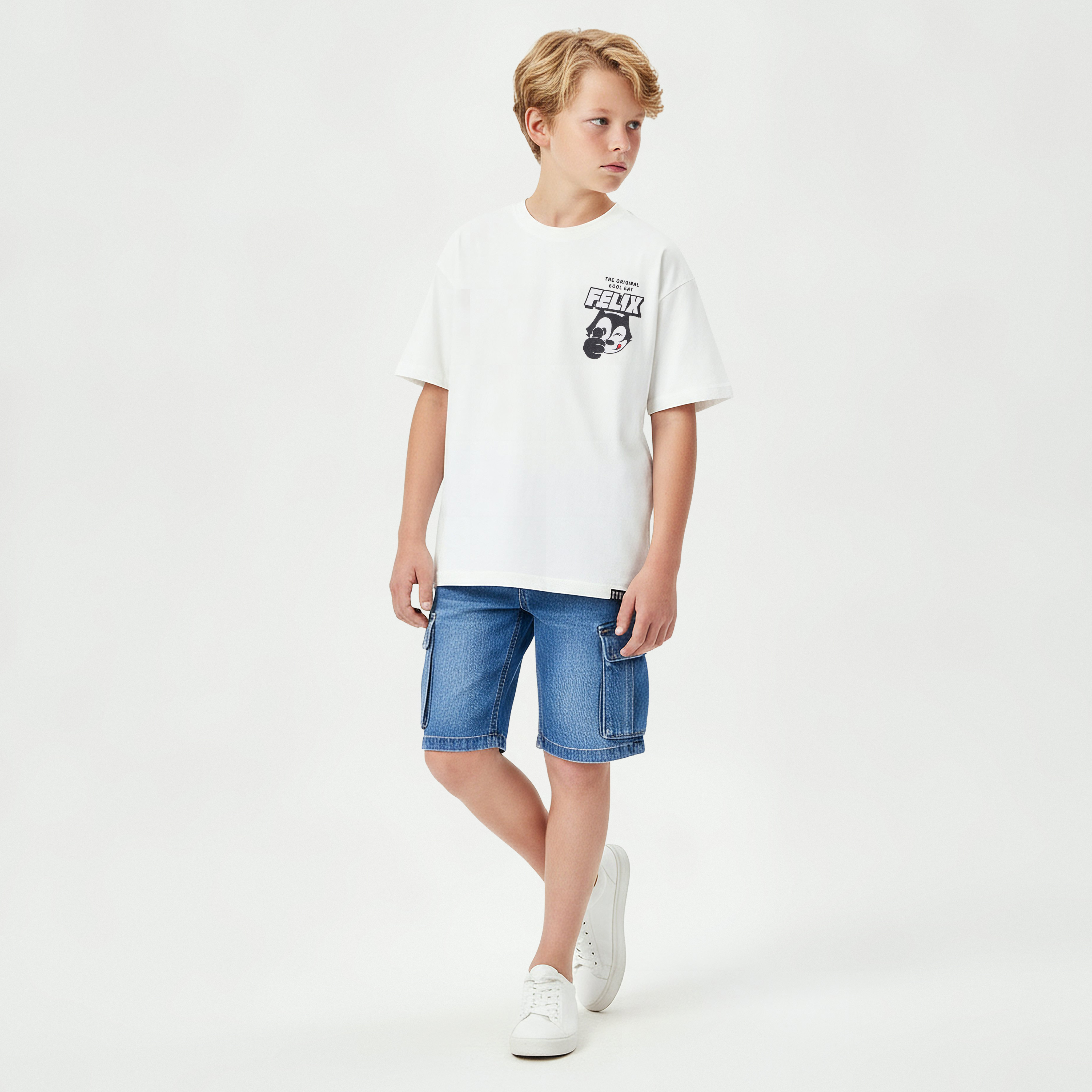 Crew Neck Short Sleeves T-shirt with Felix the Cat Print-boys-clothing-tshirtsandpolos-image-2