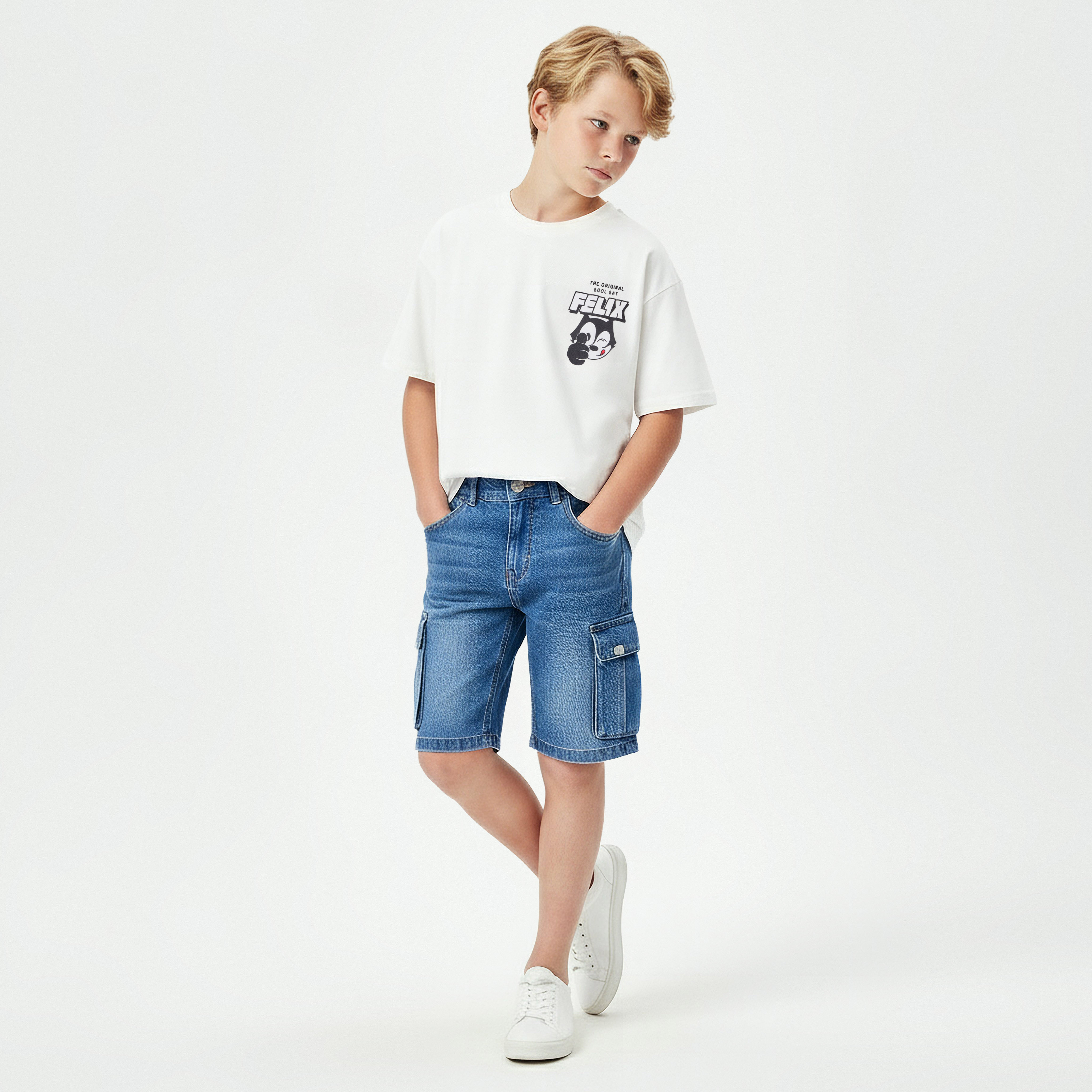 Crew Neck Short Sleeves T-shirt with Felix the Cat Print-boys-clothing-tshirtsandpolos-image-5
