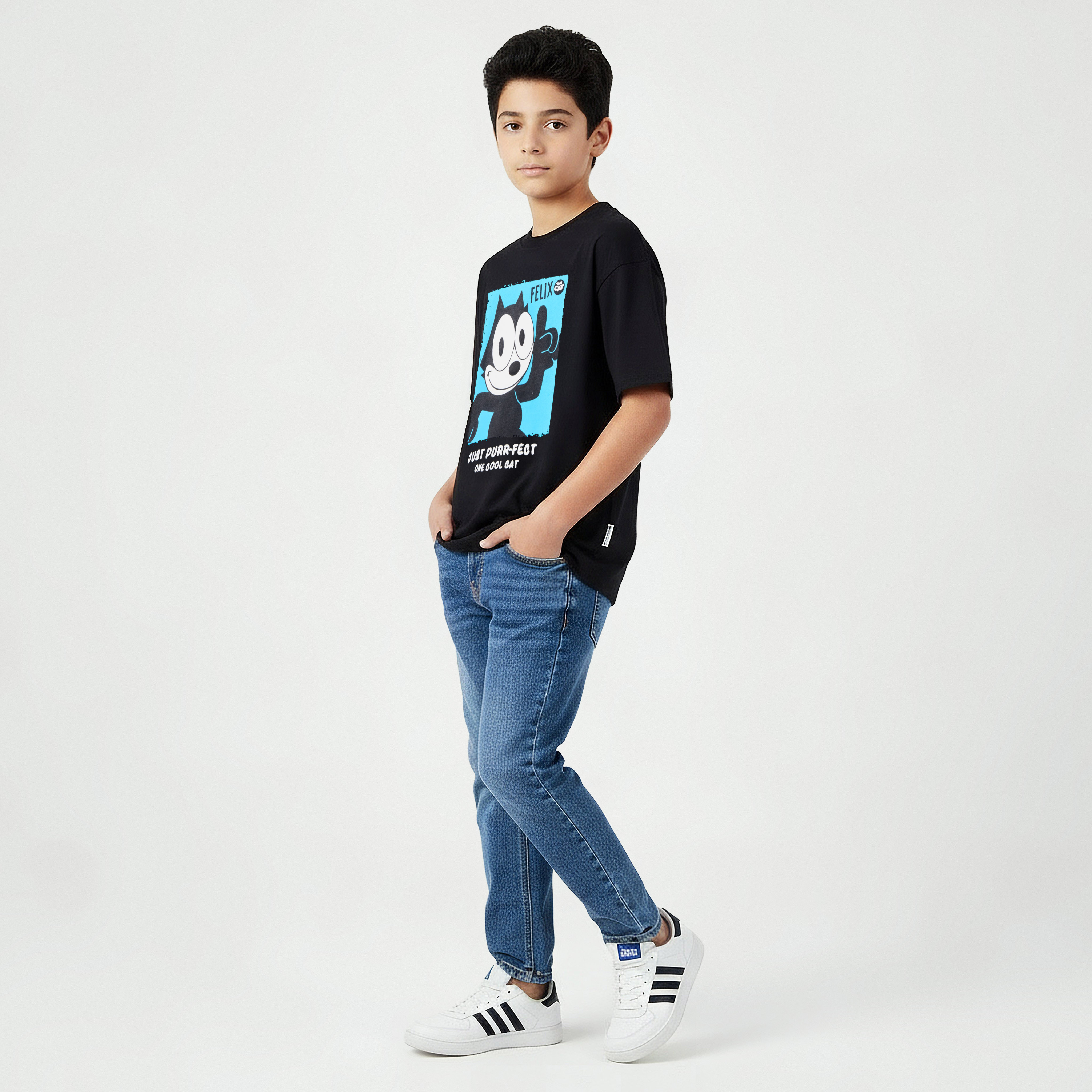 Crew Neck Short Sleeves T-shirt with Felix the Cat Print-boys-clothing-tshirtsandpolos-image-5