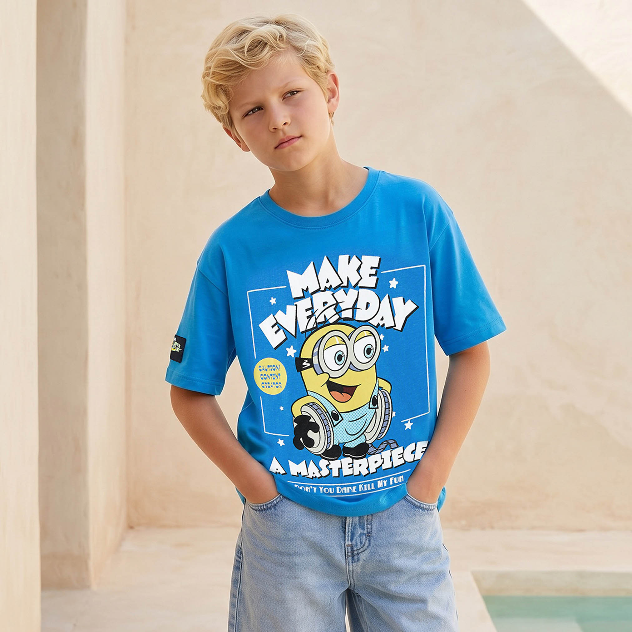 Crew Neck Short Sleeves T-shirt with Minions Print-boys-clothing-tshirtsandpolos-image-1