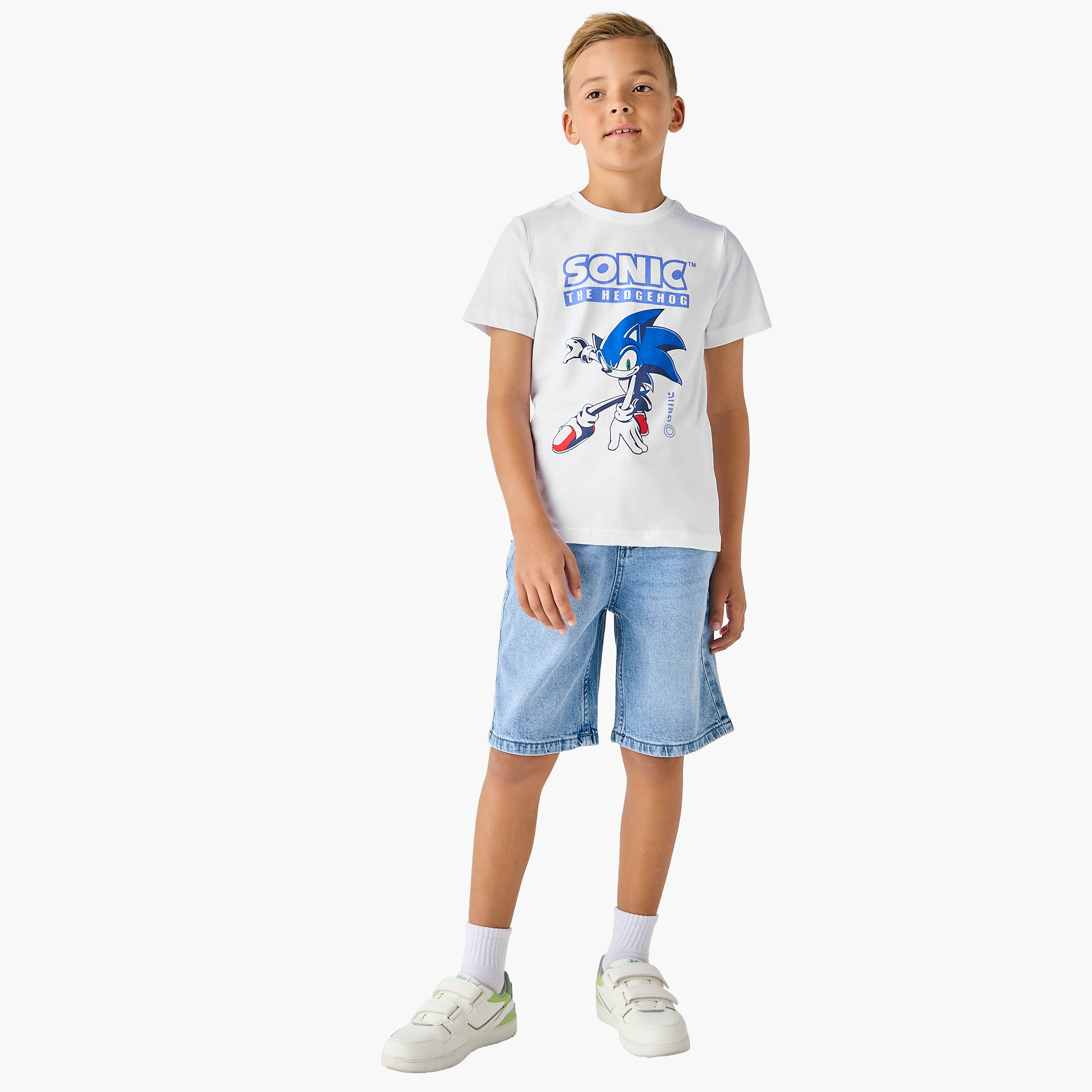 Crew Neck Short Sleeves T-shirt with Sonic Print-boys-clothing-tshirtsandpolos-image-2