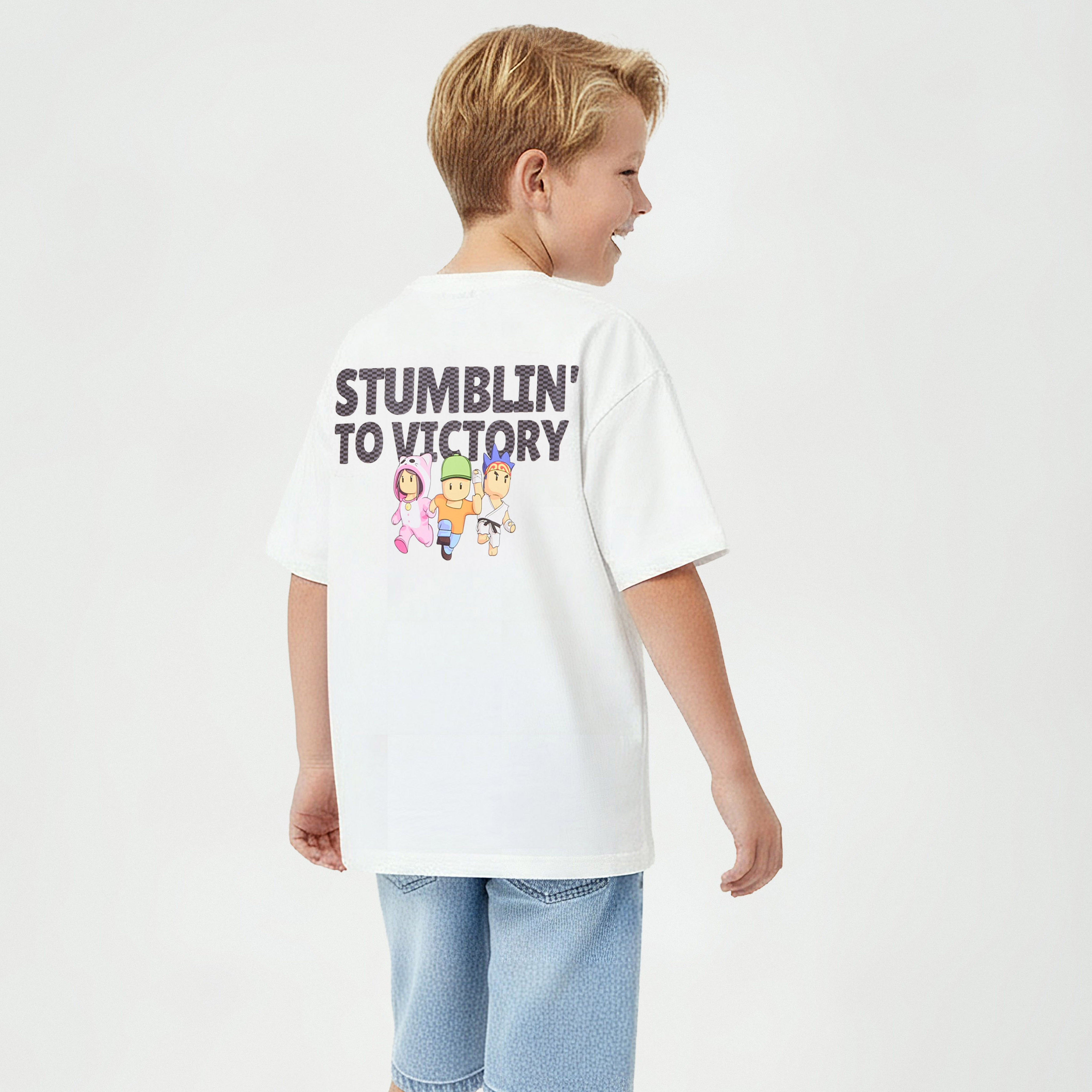 Stumble Guys Crew Neck Short Sleeves T-shirt and Shorts Set with Graphic Print-boys-clothing-tshirtsandpolos-image-1