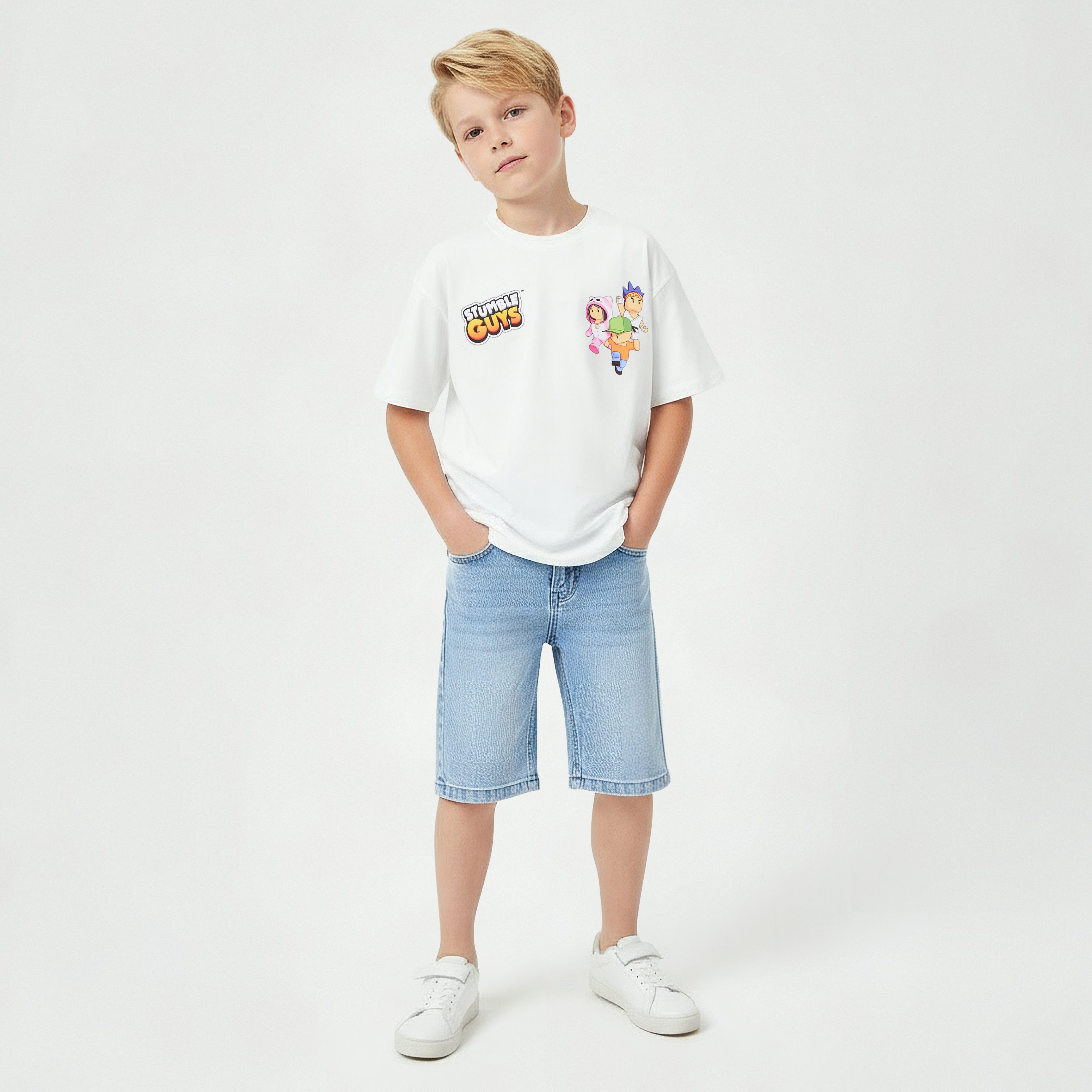 Stumble Guys Crew Neck Short Sleeves T-shirt and Shorts Set with Graphic Print-boys-clothing-tshirtsandpolos-image-2