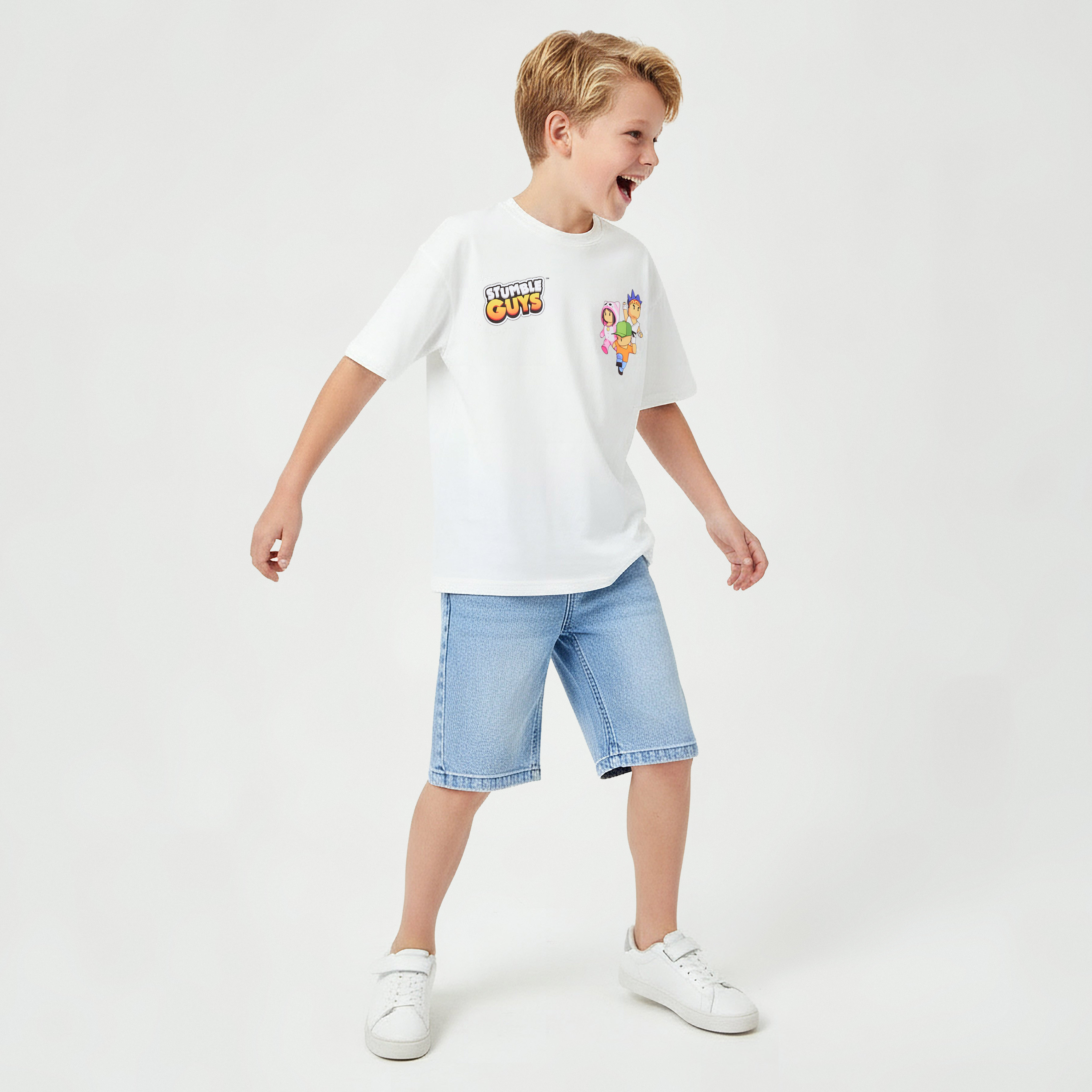 Stumble Guys Crew Neck Short Sleeves T-shirt and Shorts Set with Graphic Print-boys-clothing-tshirtsandpolos-image-3