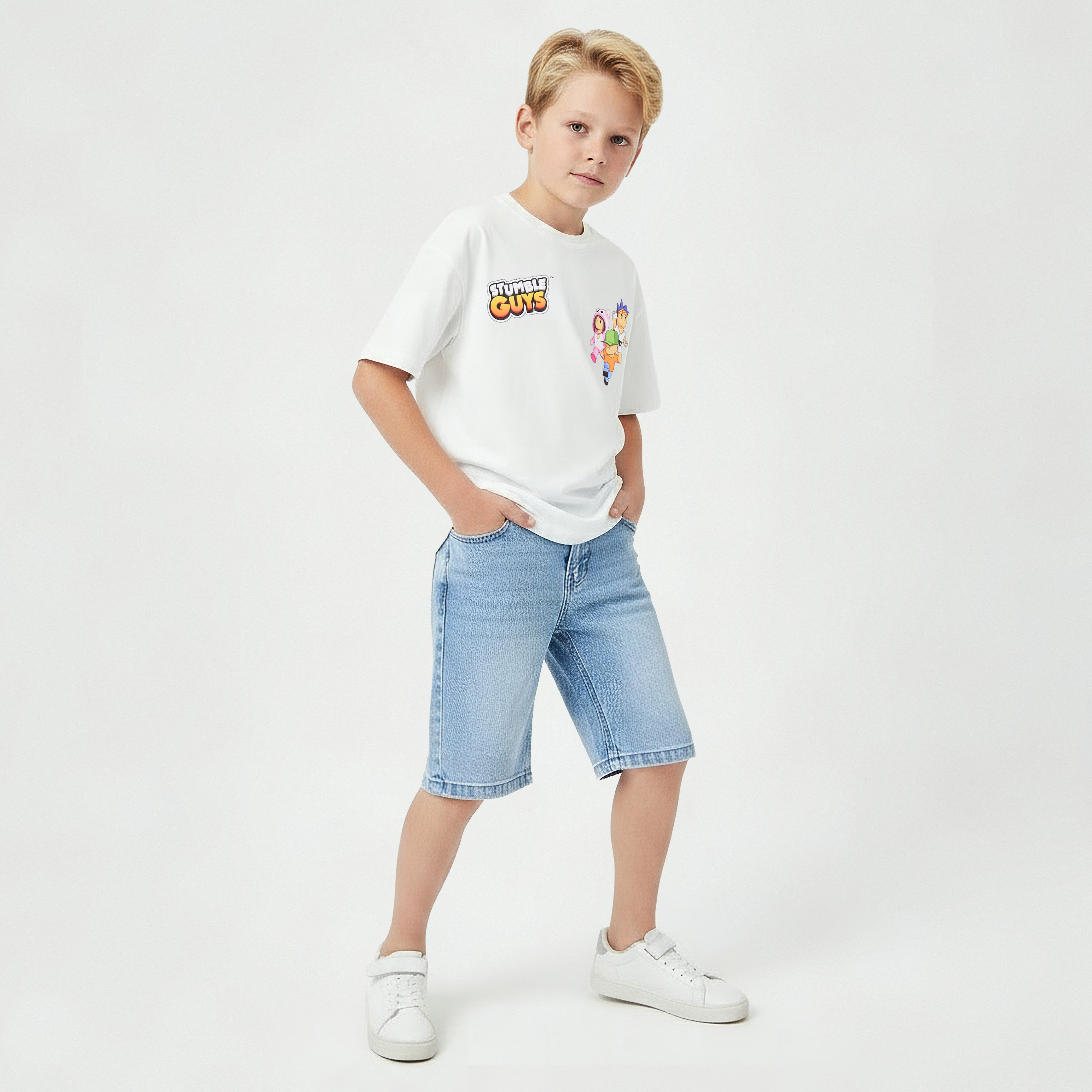Stumble Guys Crew Neck Short Sleeves T-shirt and Shorts Set with Graphic Print-boys-clothing-tshirtsandpolos-image-5