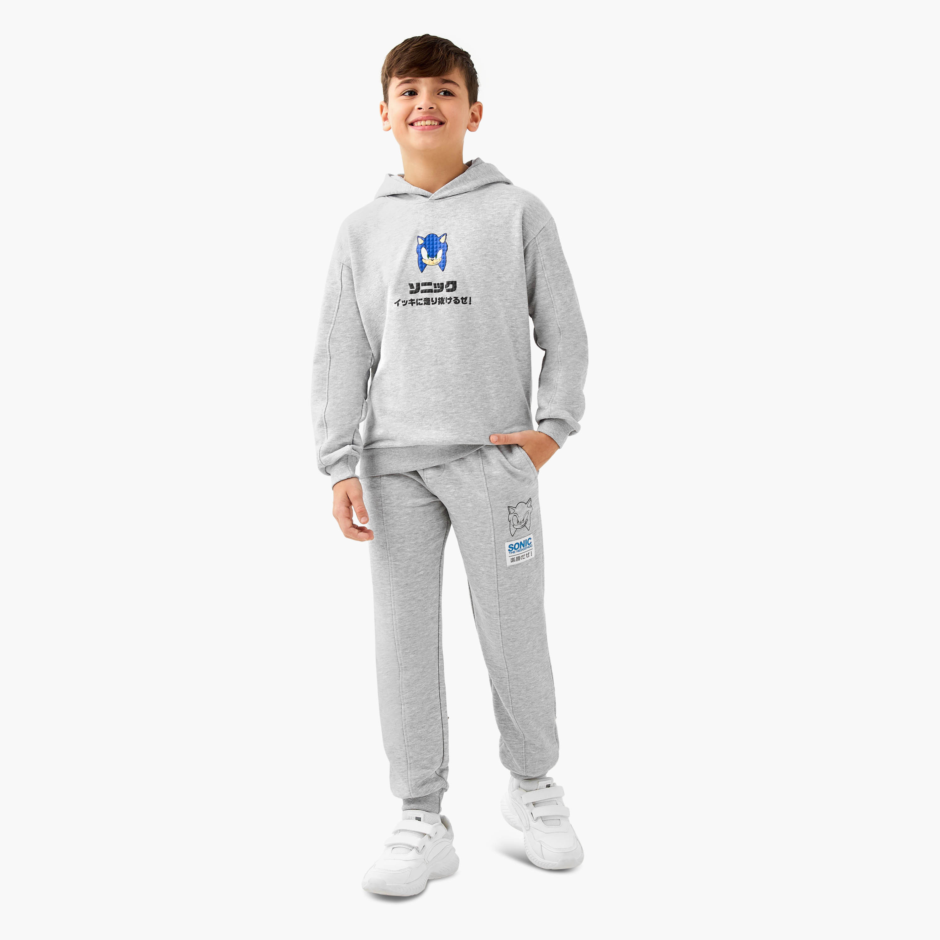 Hooded Neck Long Sleeve Sweatshirt and Joggers Set with Pockets-boys-clothing-setsandcoords-image-1