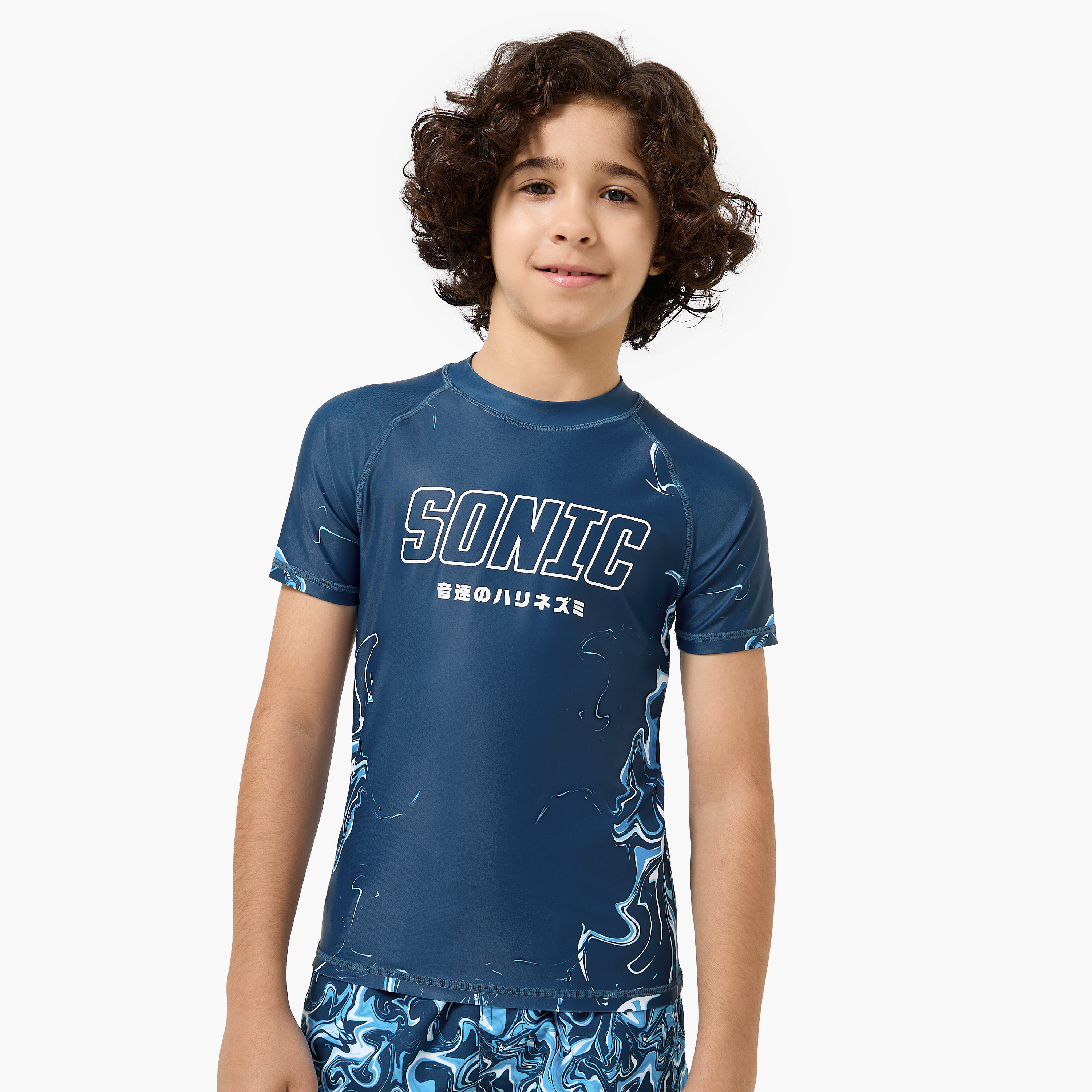 Boys Sonic the Hedgehog Print Rash Guard Set-boys-clothing-swimwear-image-2
