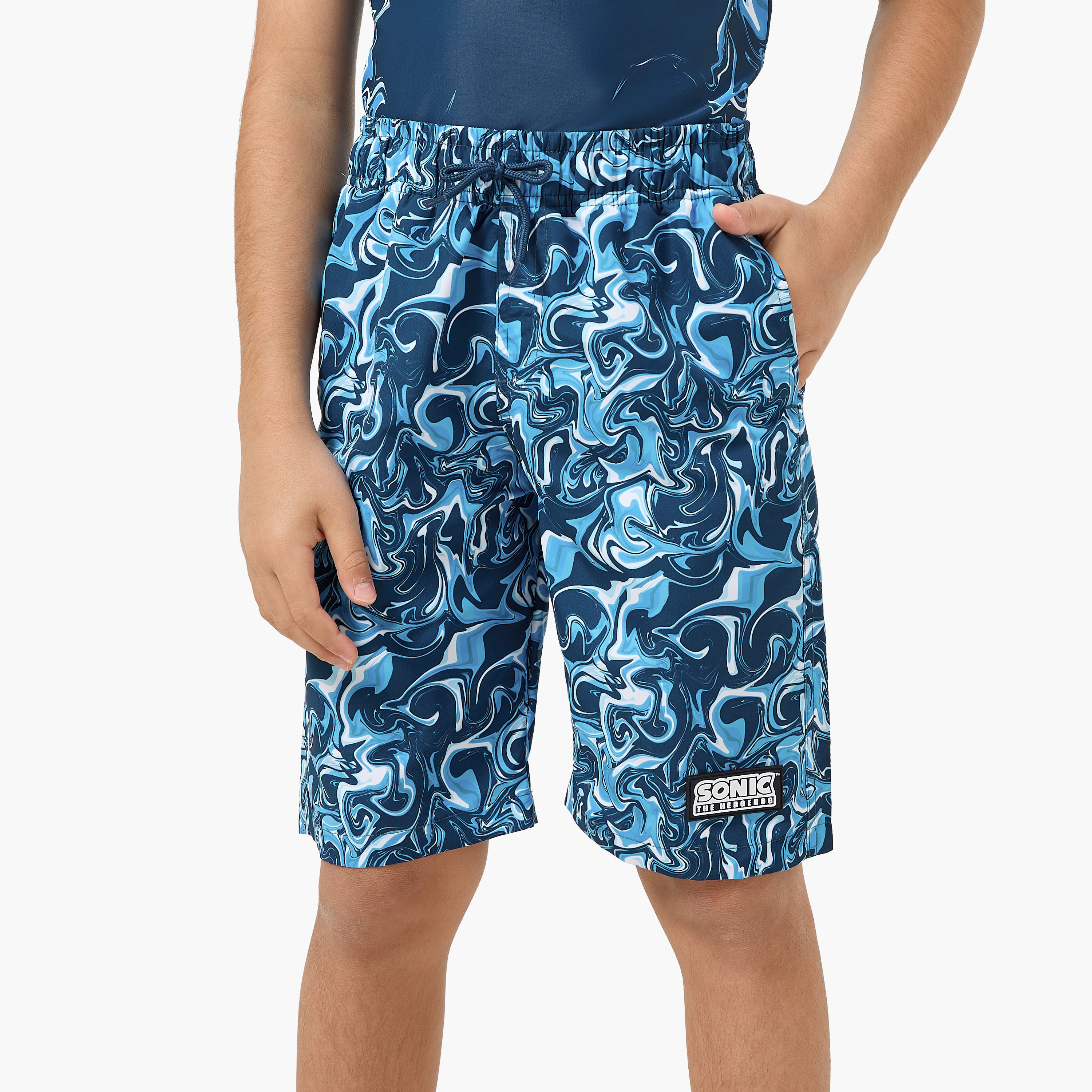 Boys Sonic the Hedgehog Print Rash Guard Set-boys-clothing-swimwear-image-3