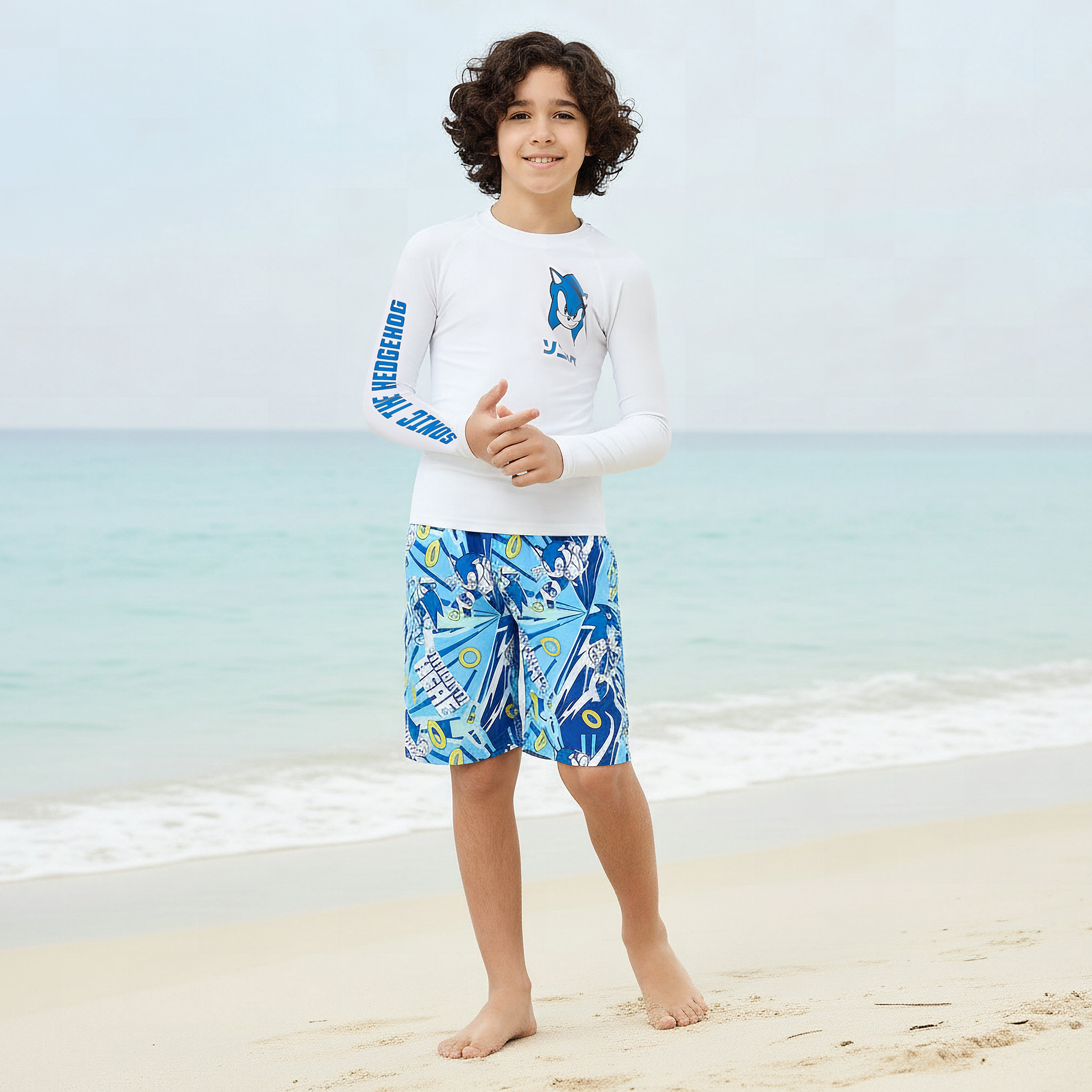 Boys Sonic the Hedgehog Print Swimwear Set-boys-clothing-swimwear-image-1