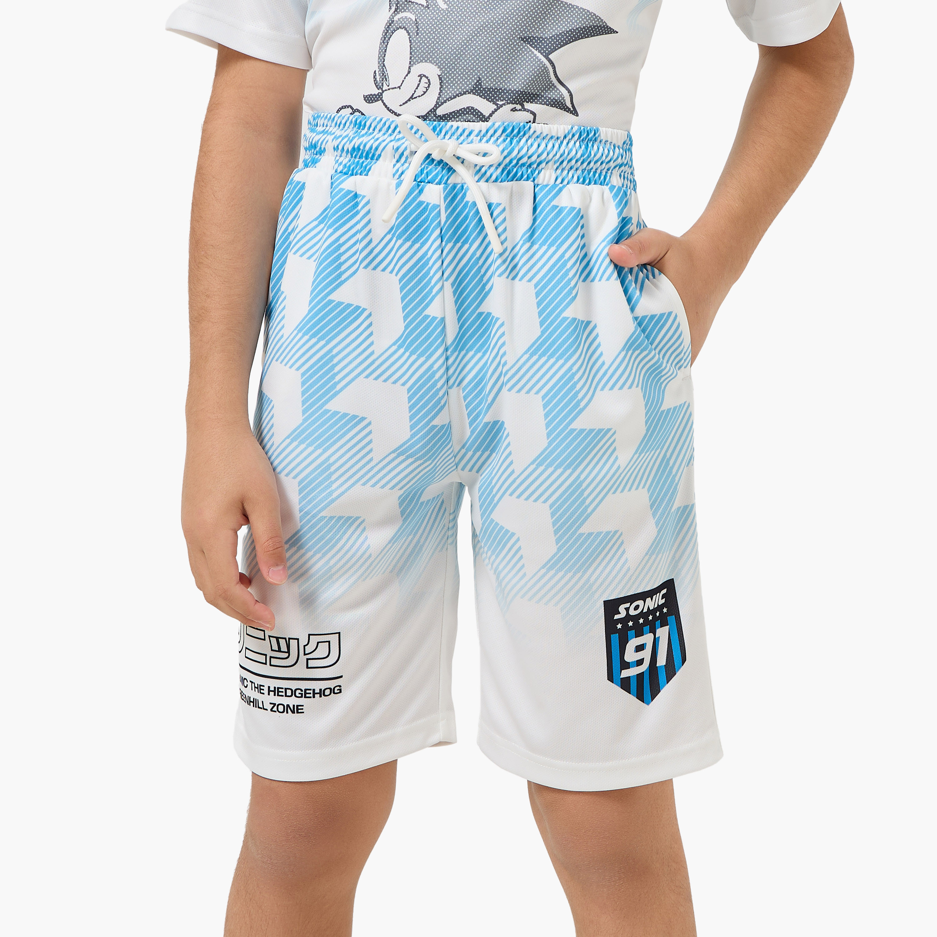 V-neck Short Sleeves T-shirt and Shorts Set with Sonic Print-boys-clothing-setsandcoords-image-3