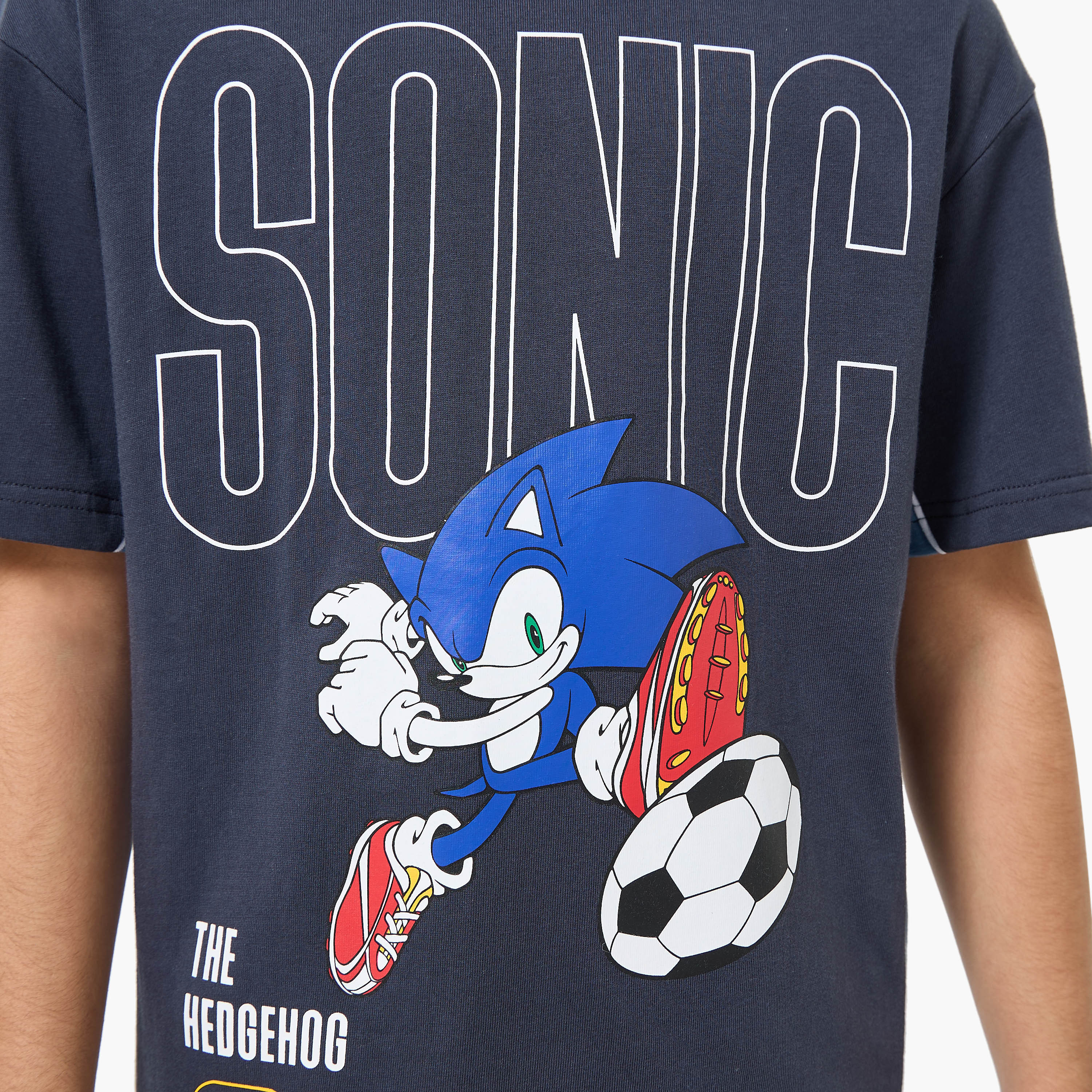 Round Neck Short Sleeves T-shirt and Shorts Set with Sonic Print-boys-clothing-setsandcoords-image-6