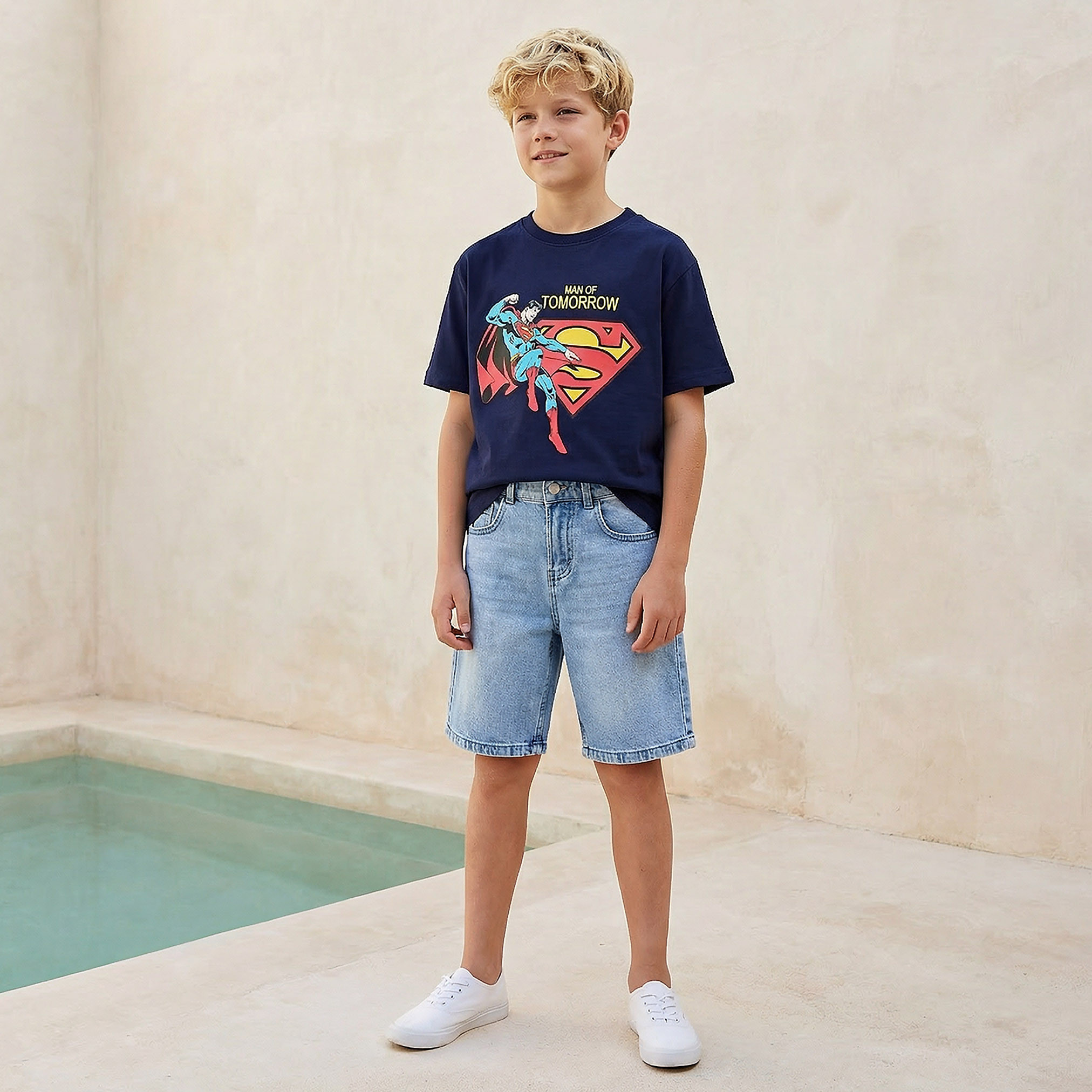 Crew Neck Short Sleeves T-shirt with Superman Print-boys-clothing-tshirtsandpolos-image-2