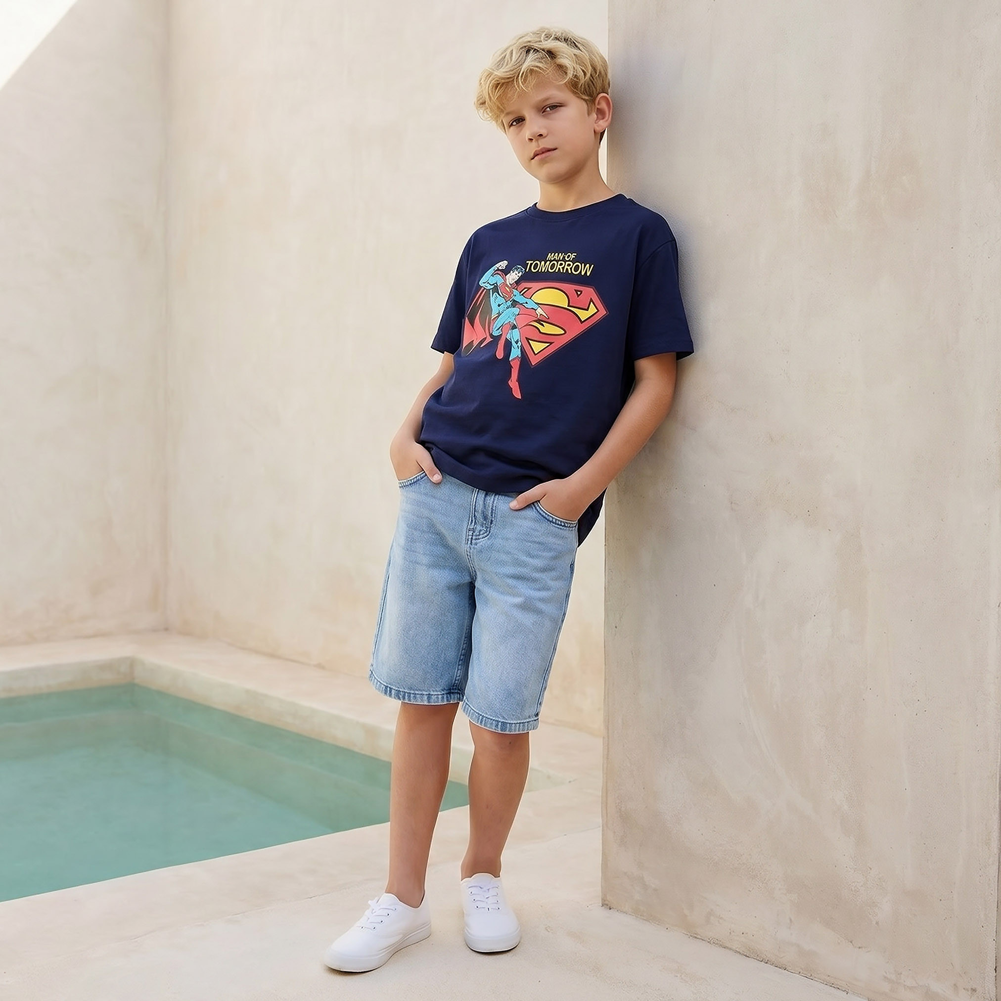 Crew Neck Short Sleeves T-shirt with Superman Print-boys-clothing-tshirtsandpolos-image-5
