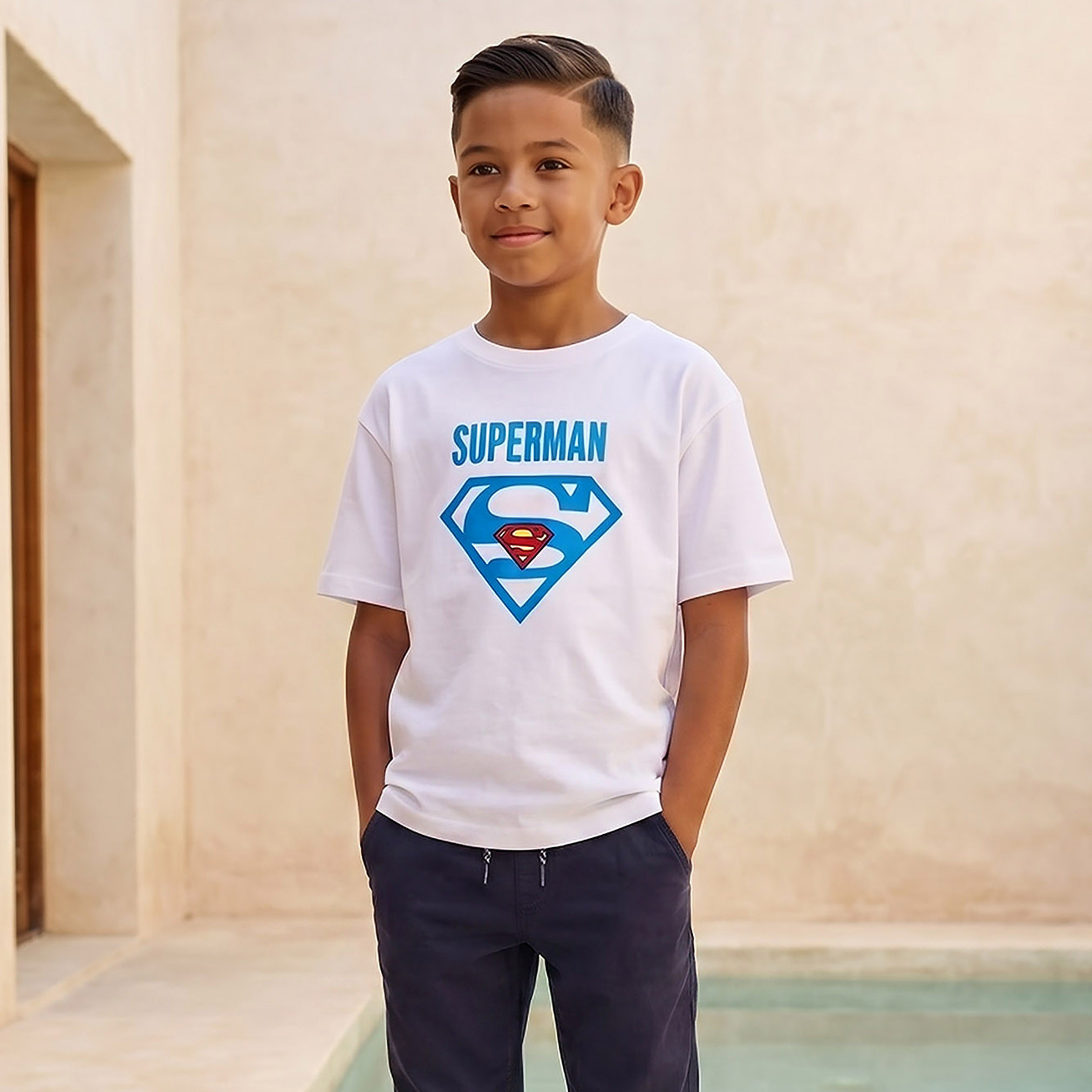 Crew Neck Short Sleeves T-shirt with Superman Print-boys-clothing-tshirtsandpolos-image-1