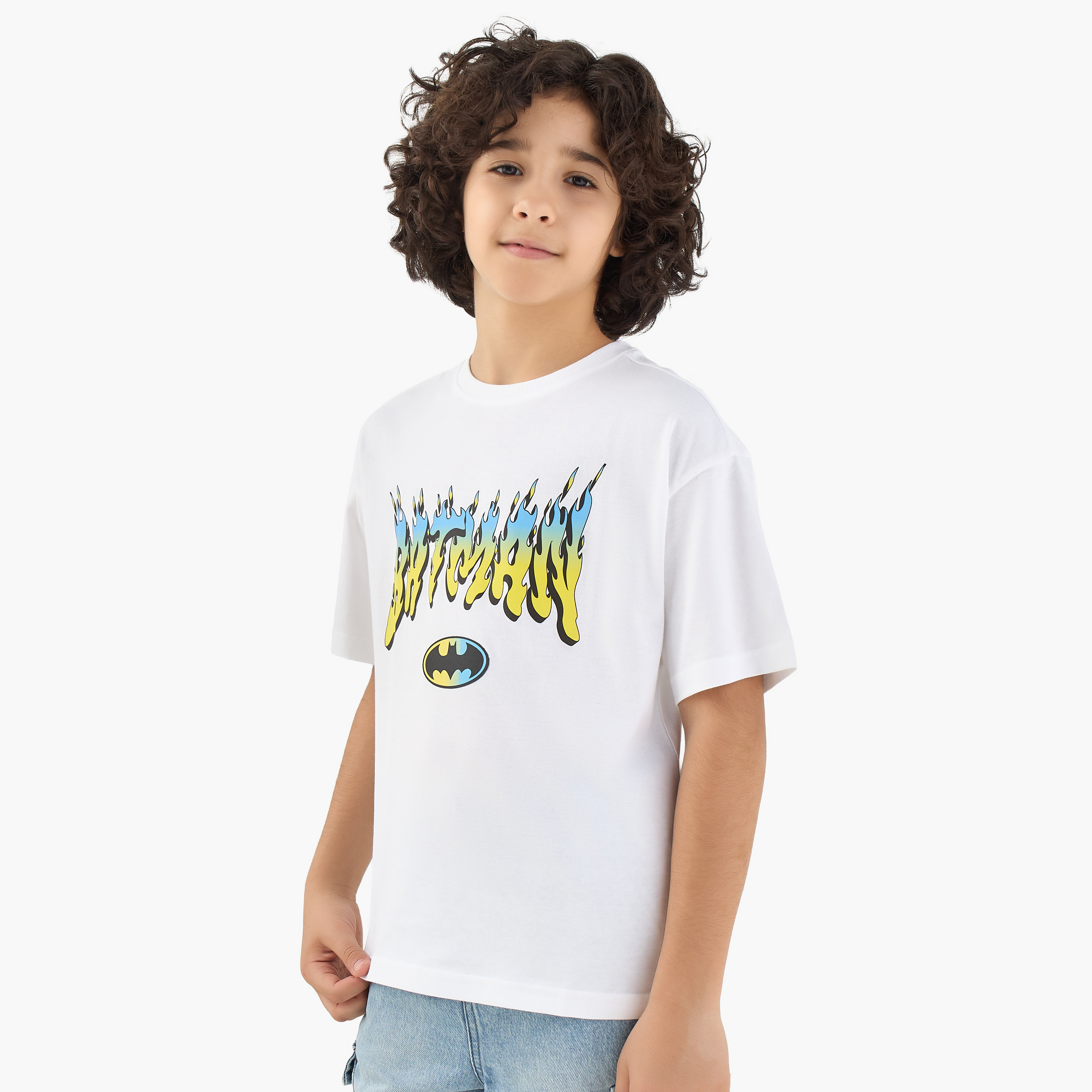 Crew Neck Short Sleeves T-shirt with Batman Print-boys-clothing-tshirtsandpolos-image-1