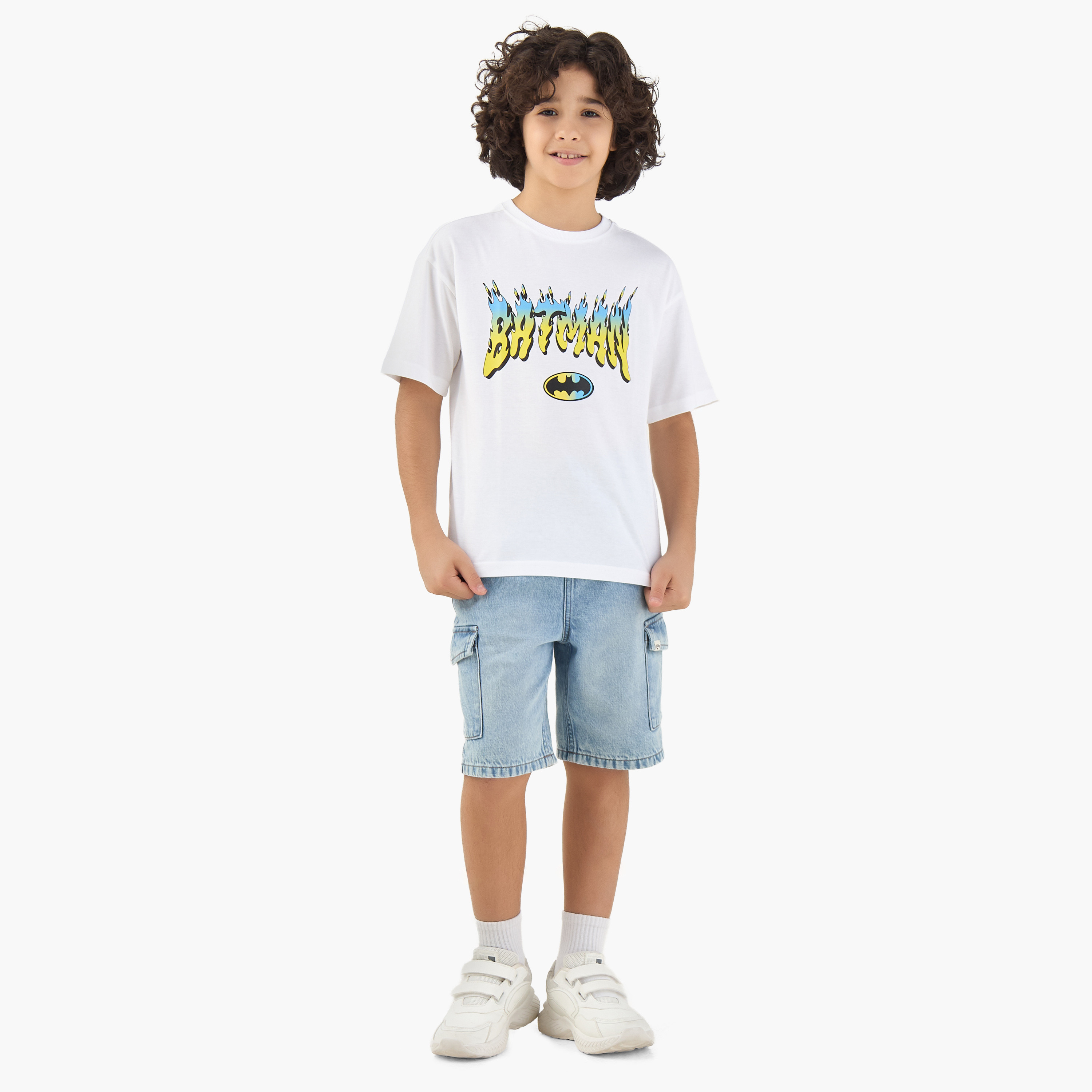Crew Neck Short Sleeves T-shirt with Batman Print-boys-clothing-tshirtsandpolos-image-2