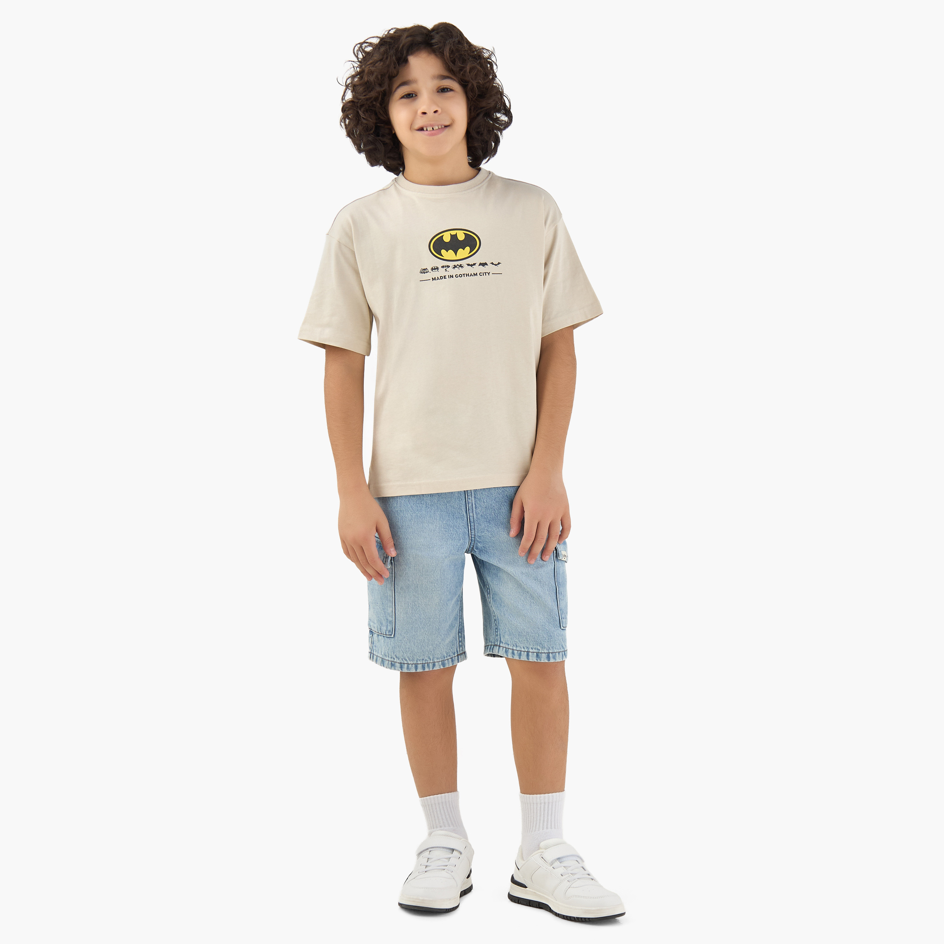 Crew Neck Short Sleeves T-shirt with Batman Print-boys-clothing-tshirtsandpolos-image-2