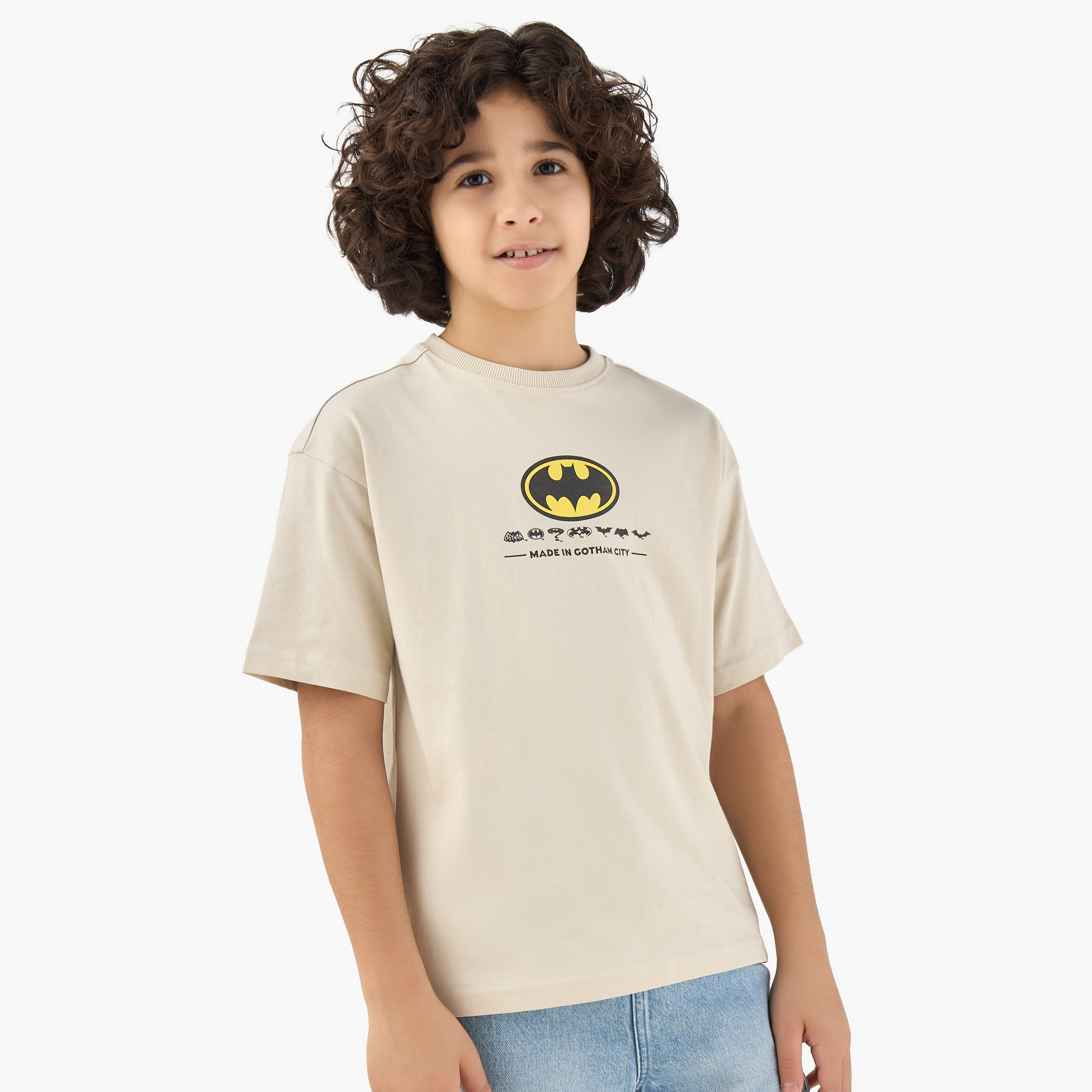 Crew Neck Short Sleeves T-shirt with Batman Print-boys-clothing-tshirtsandpolos-image-3