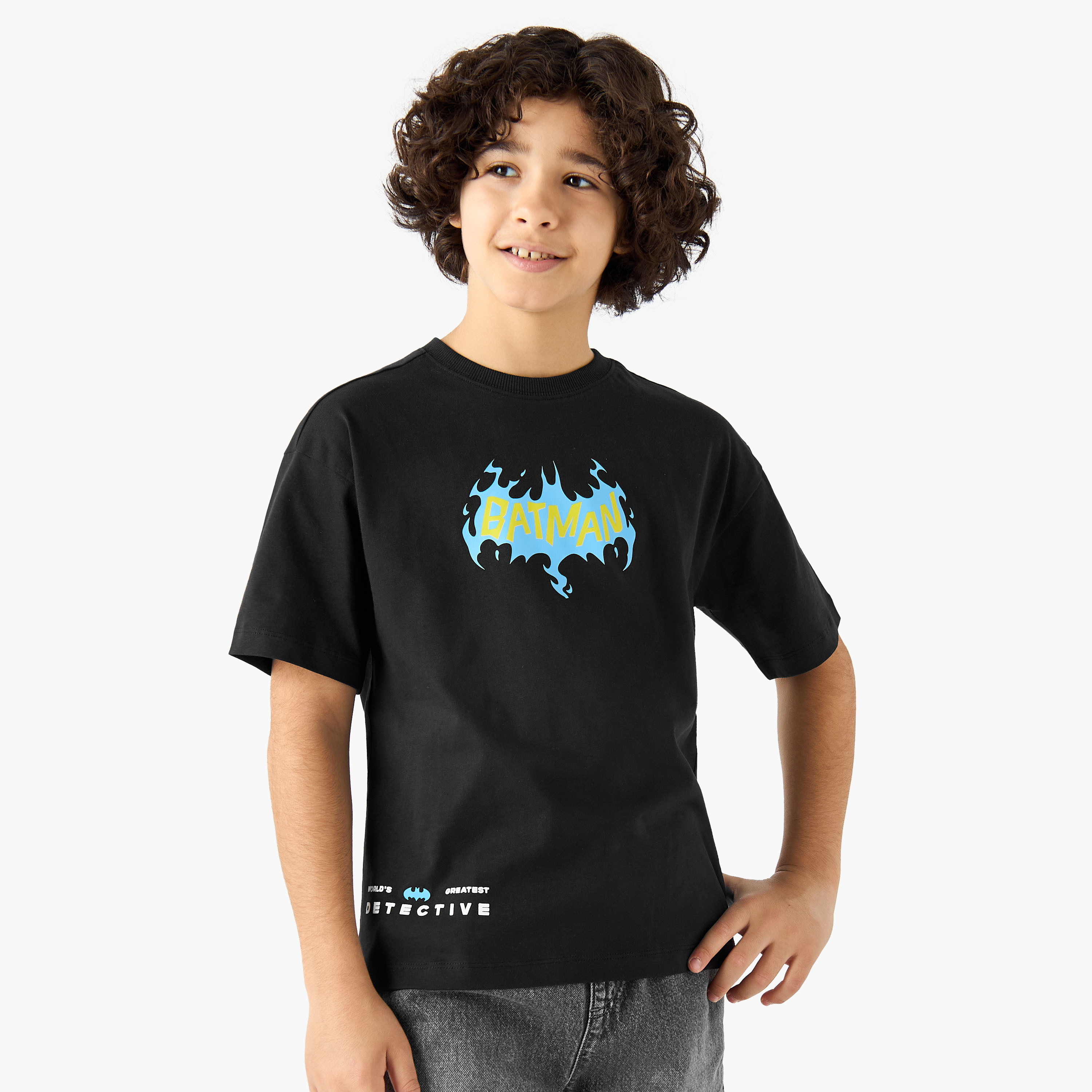 Crew Neck Short Sleeves T-shirt with Batman Print-boys-clothing-tshirtsandpolos-image-1