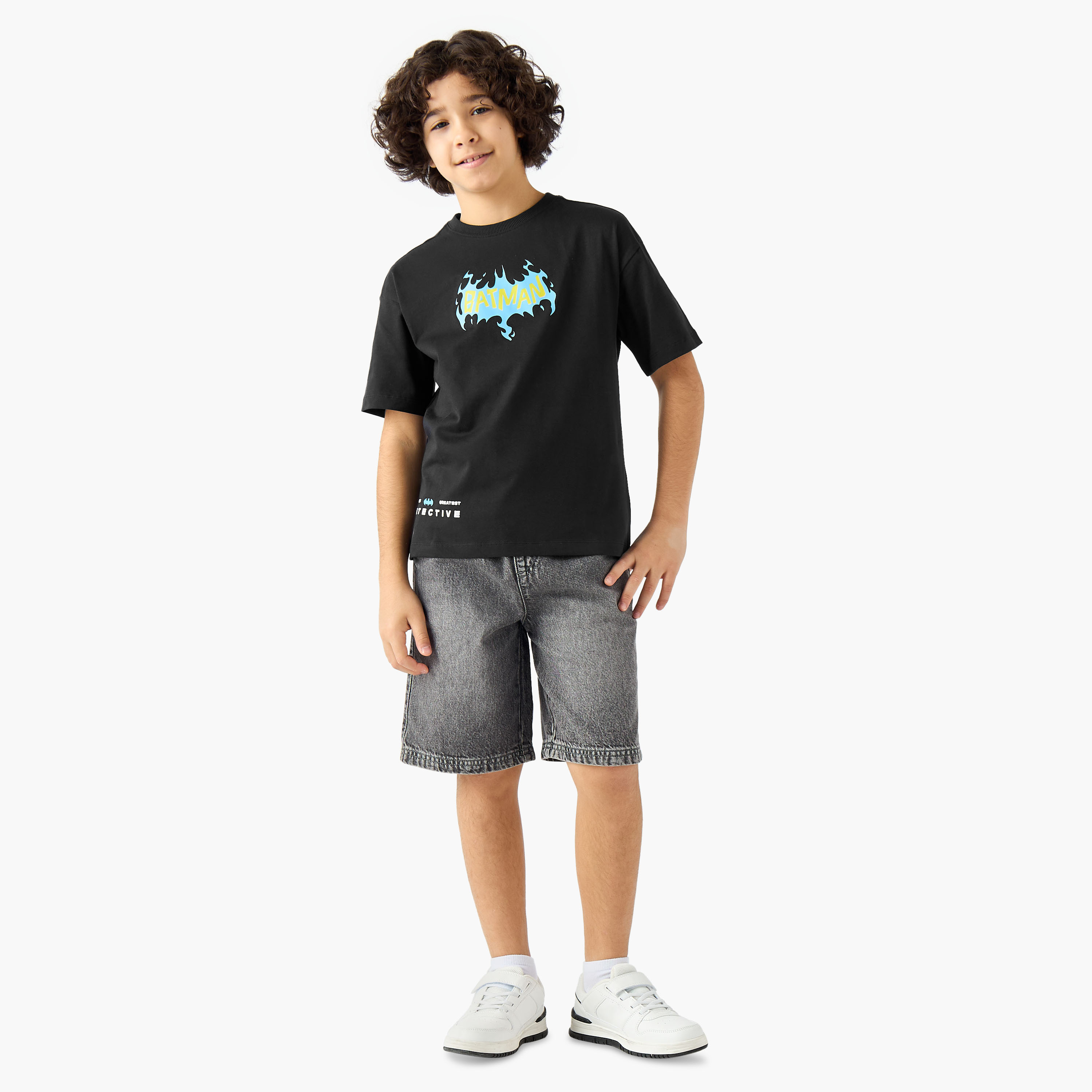 Crew Neck Short Sleeves T-shirt with Batman Print-boys-clothing-tshirtsandpolos-image-2