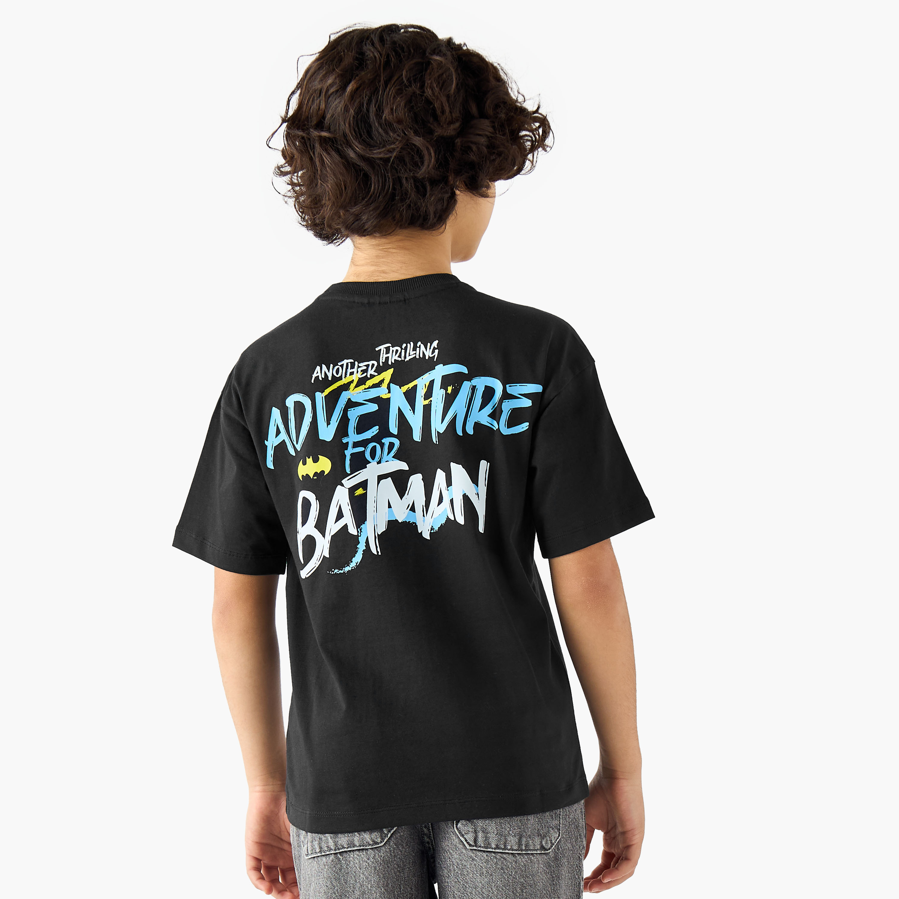 Crew Neck Short Sleeves T-shirt with Batman Print-boys-clothing-tshirtsandpolos-image-3